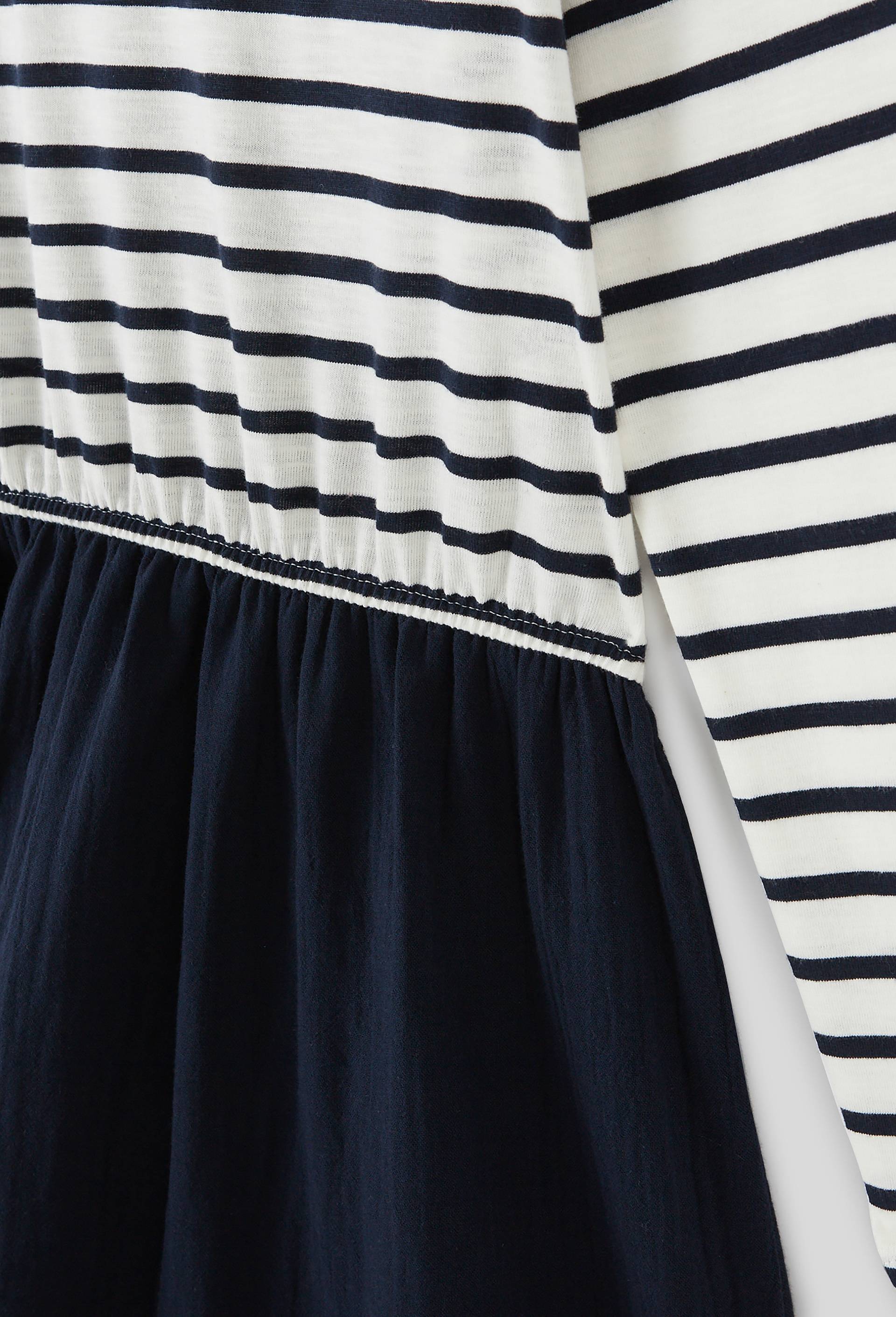 Robe manches longues  bi-matière en coton BIO, certifié OEKO-TEX, Bleu foncé, large image number 2.0