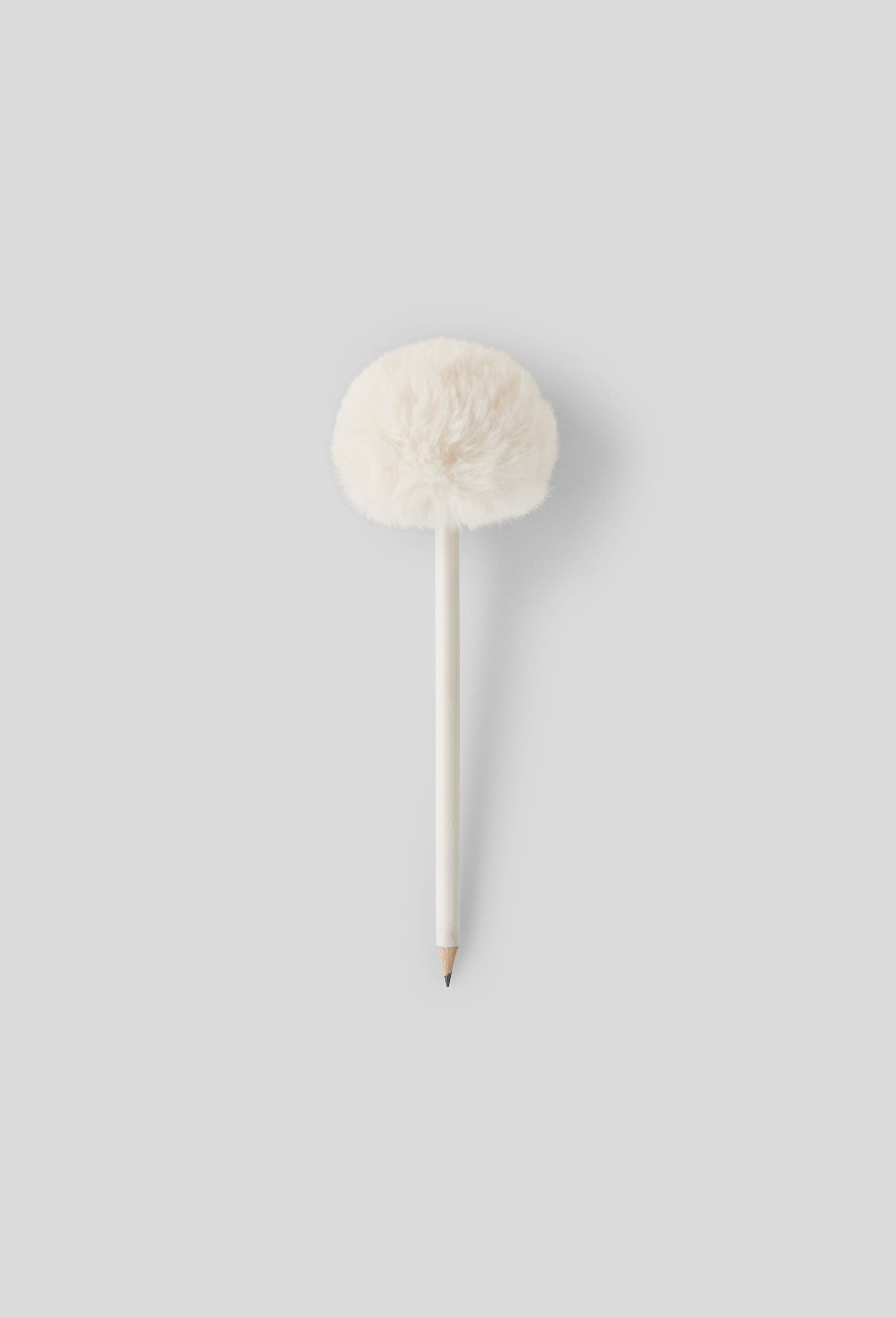 Crayon &agrave; papier avec embout pompon, Blanc, large image number 0