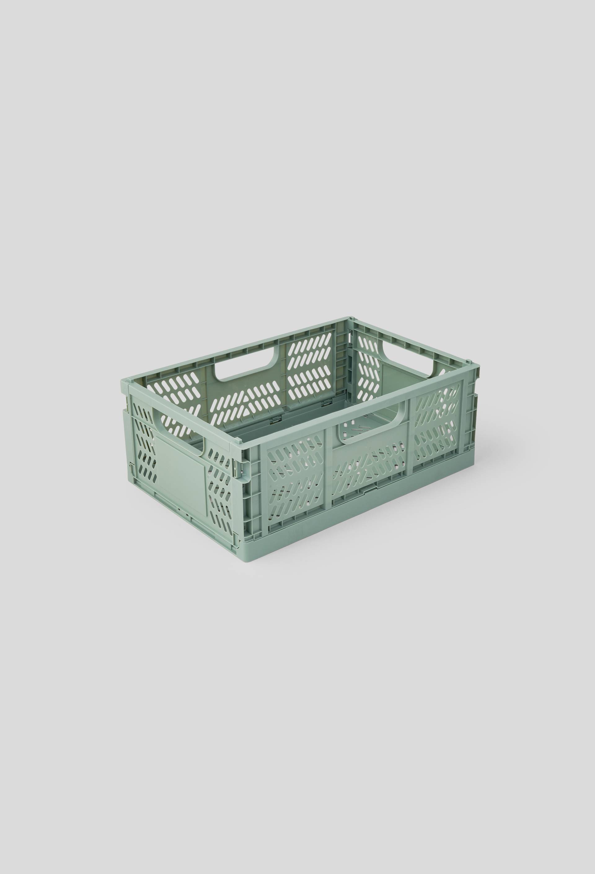 Caisse de rangement pliable, 43x29.2x16.5cm, en plastique recyclé, Vert clair, large image number 0