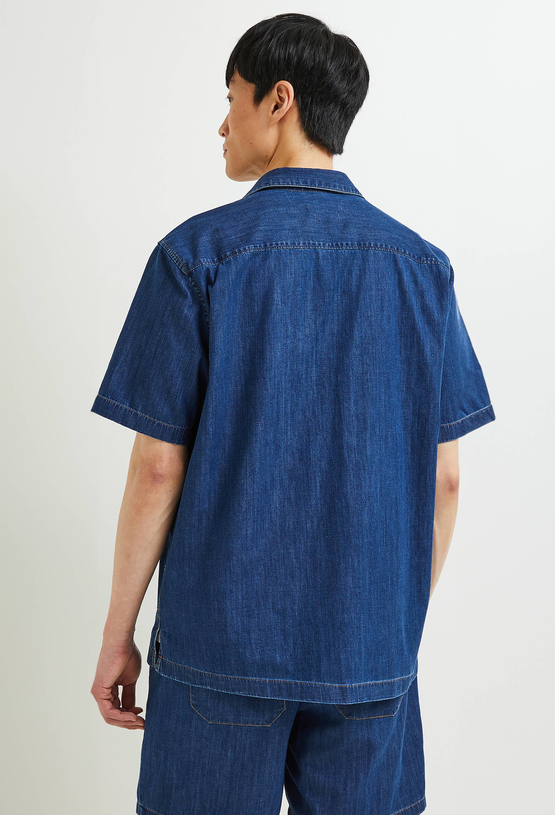 Chemise manches courtes en denim, Oeko-tex, Bleu clair, large image number 1.0