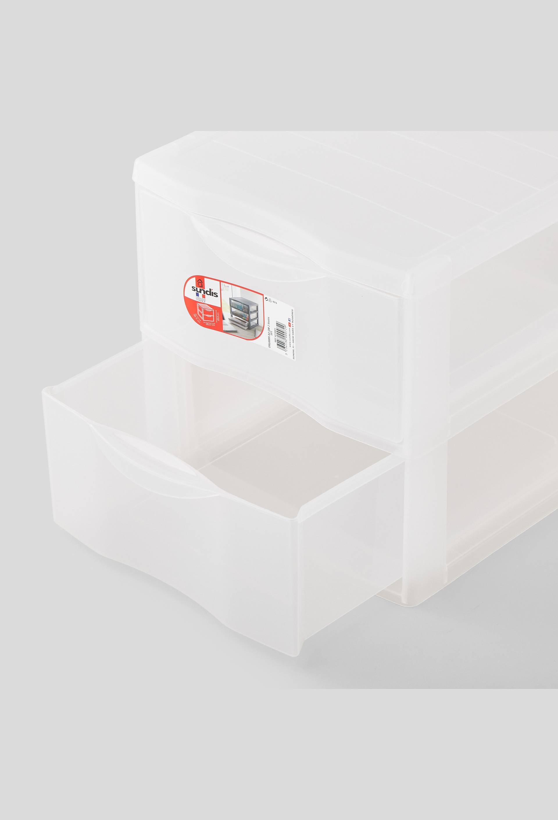 Mini tour de rangement avec 2 tiroirs, Transparent, large image number 1