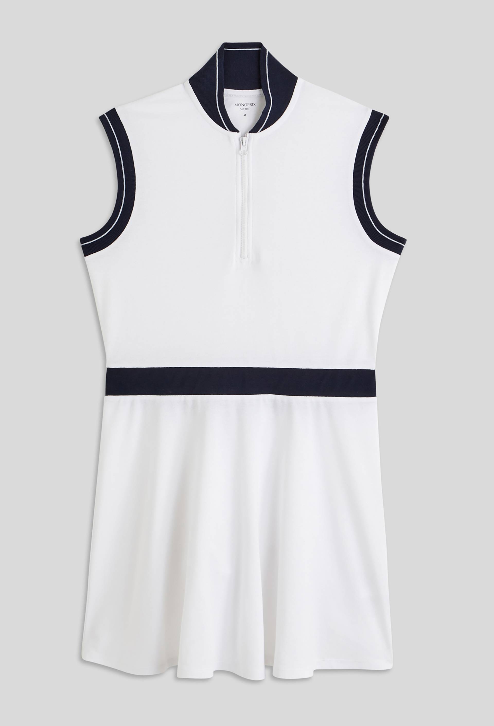 Robe polo tennis en coton piqué, Bio, Blanc, large image number 2