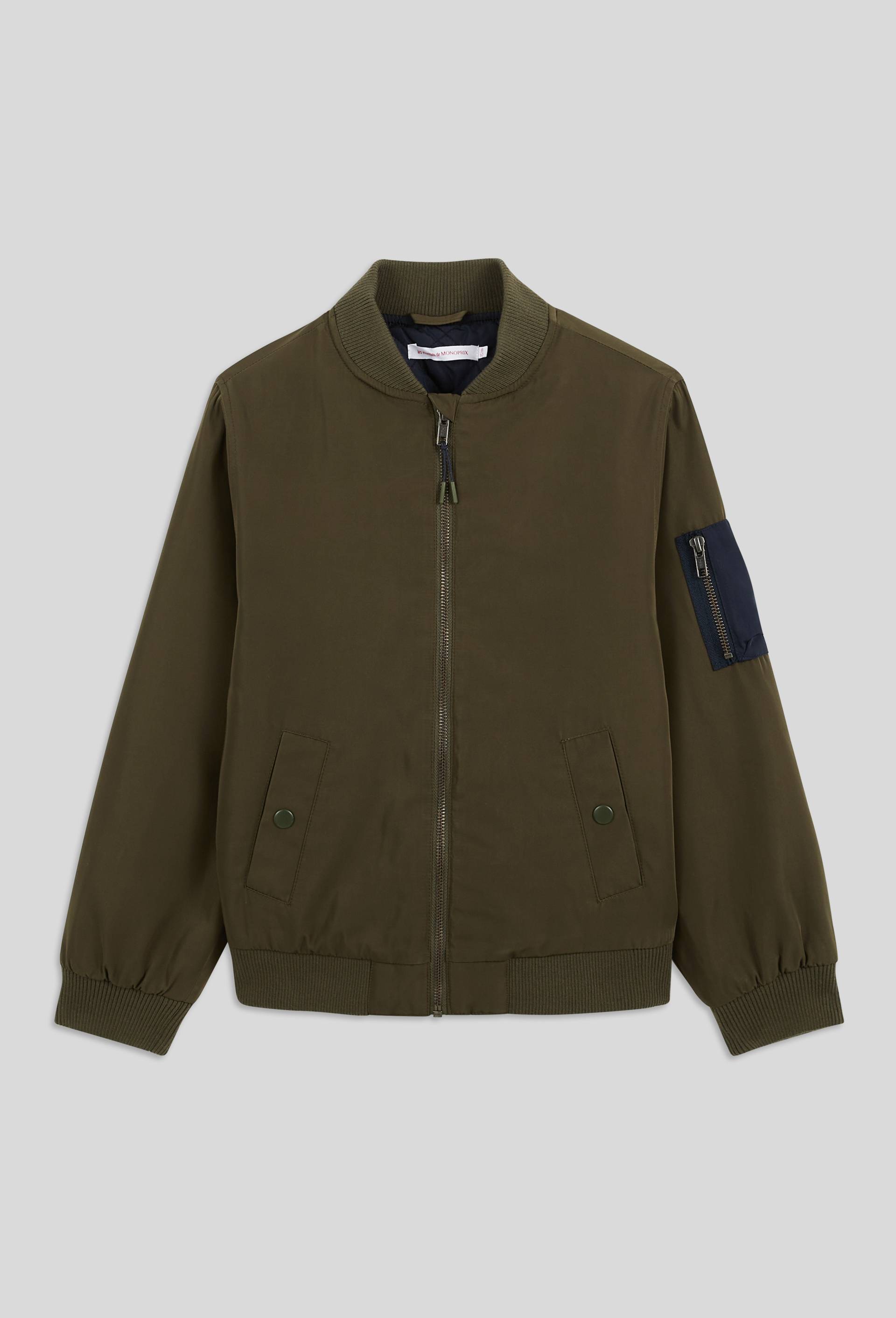 Blouson bomber uni, Vert fonc&eacute;, large image number 0