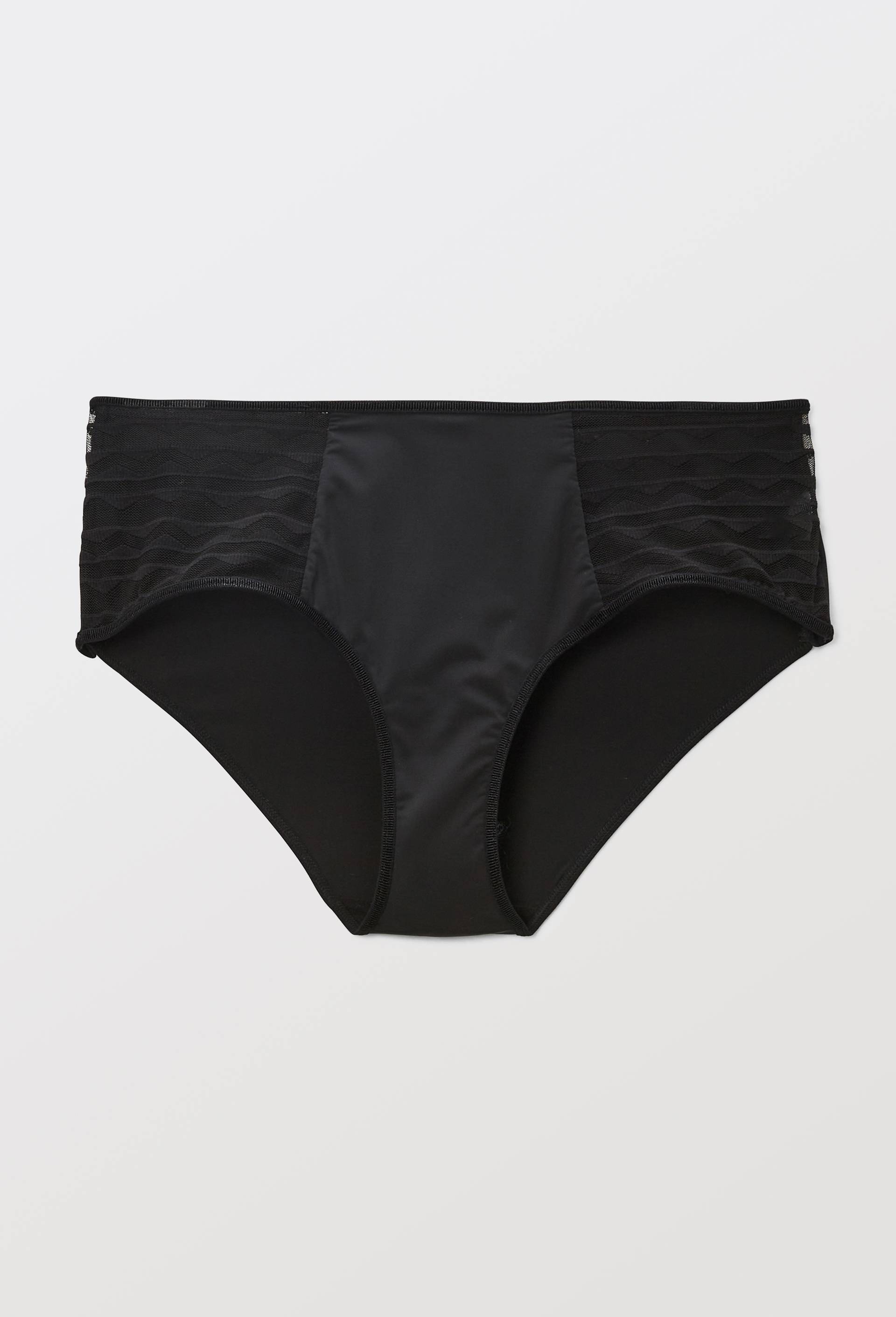 Culotte taille haute FATOU en microfibre et dentelle, Noir, large image number 2