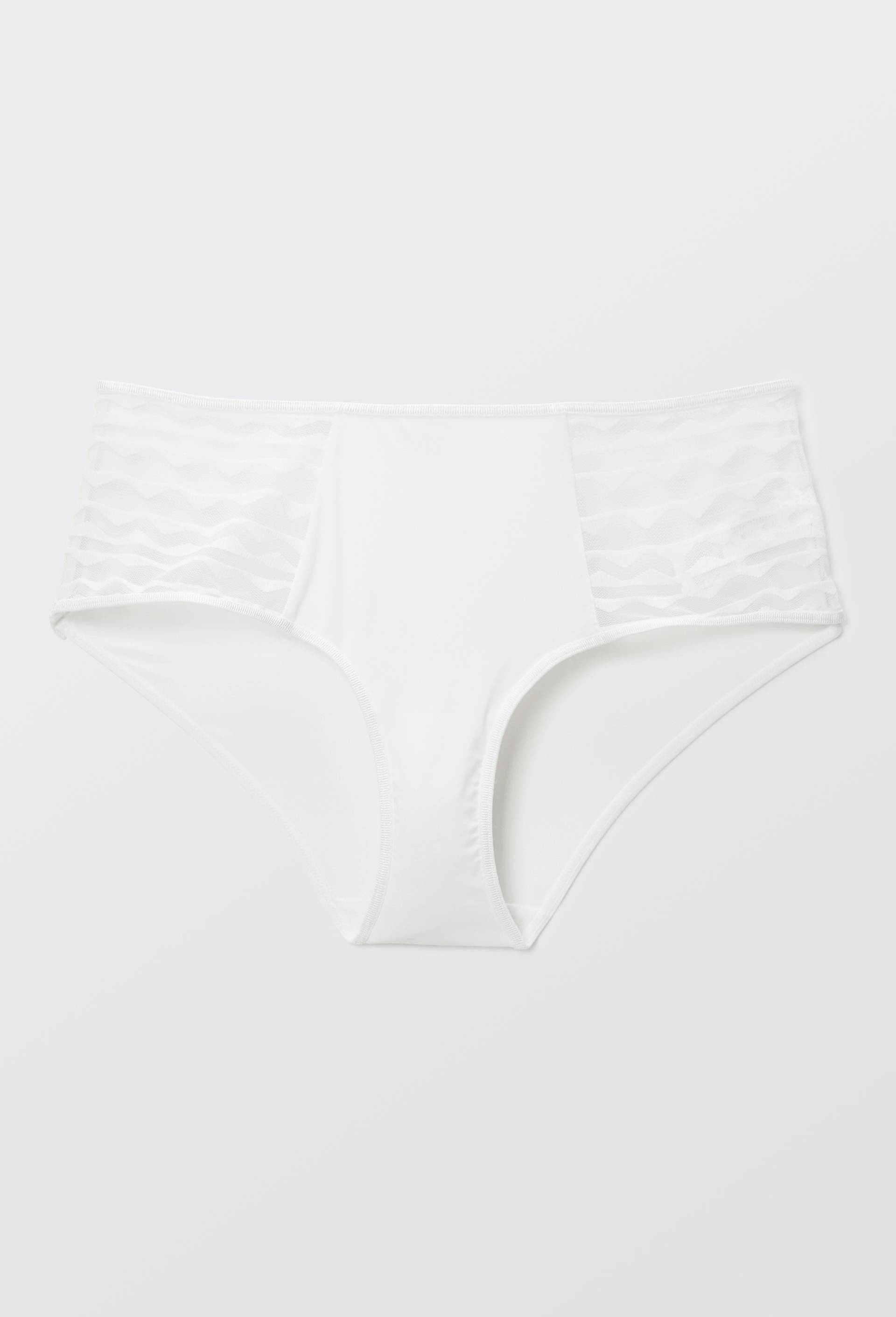 Culotte taille haute FATOU en microfibre et dentelle, Ecru, large image number 2