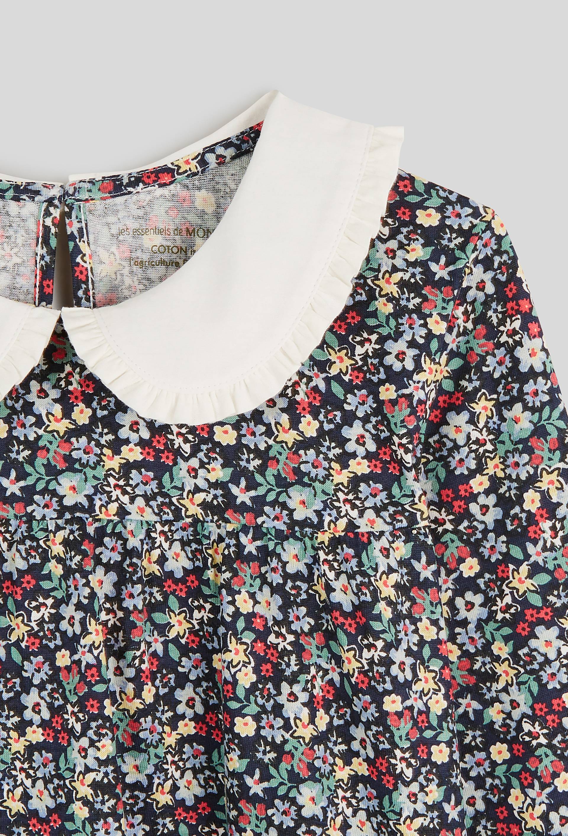T-shirt manches longues col large en coton BIO, certifié OEKO-TEX, Bleu foncé, large image number 2