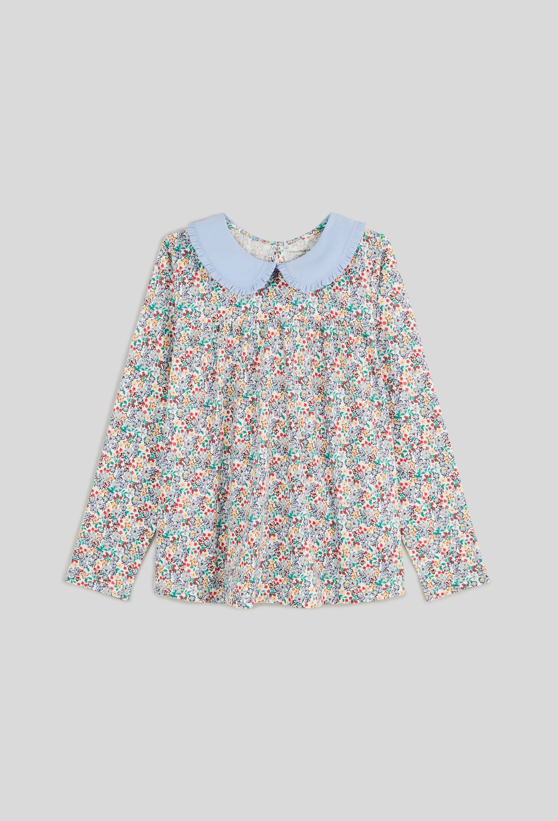 T-shirt manches longues col large en coton BIO, certifié OEKO-TEX, Ecru, large image number 0.0
