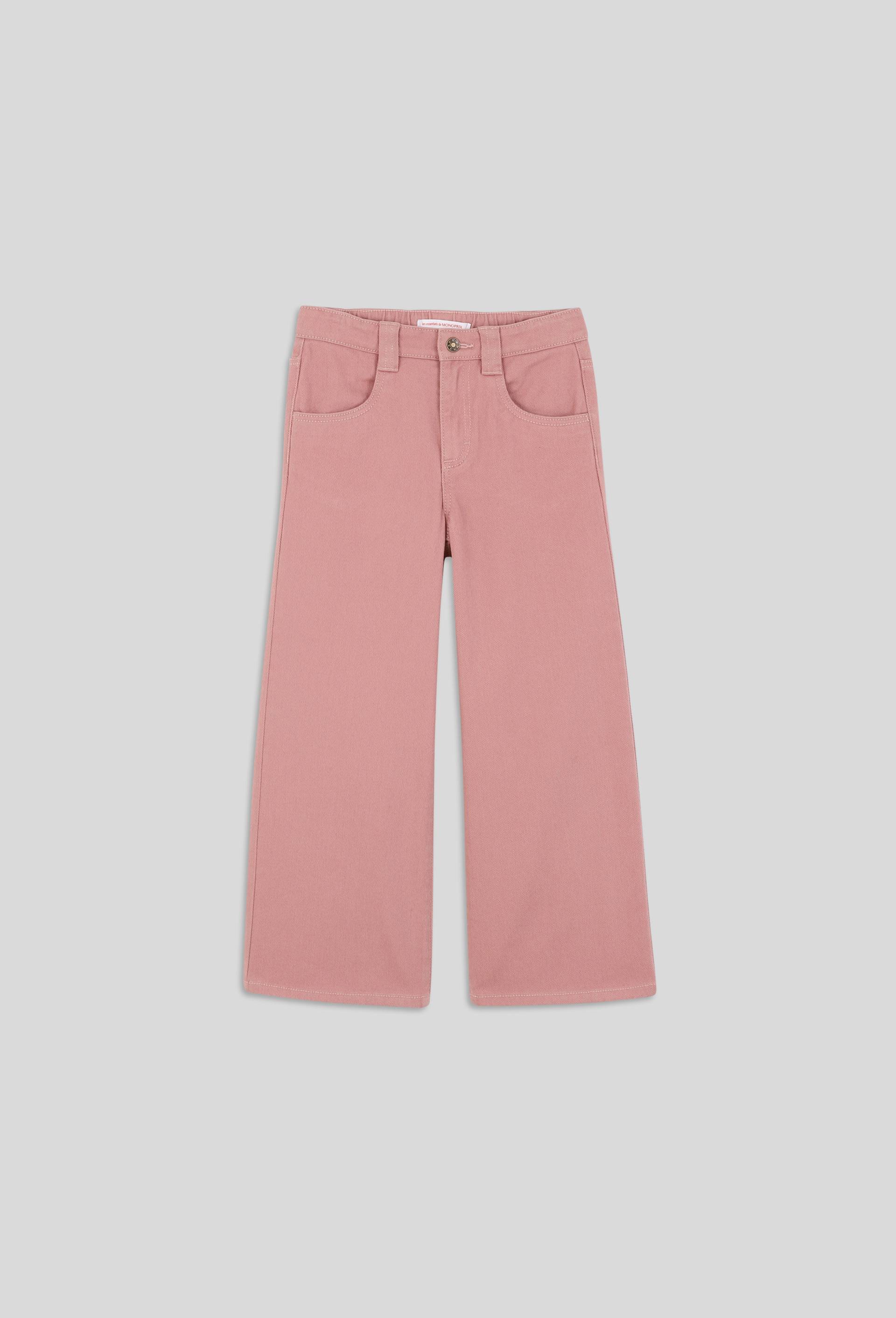 Pantalon large en coton twill BIO, Orange, large image number 0.0