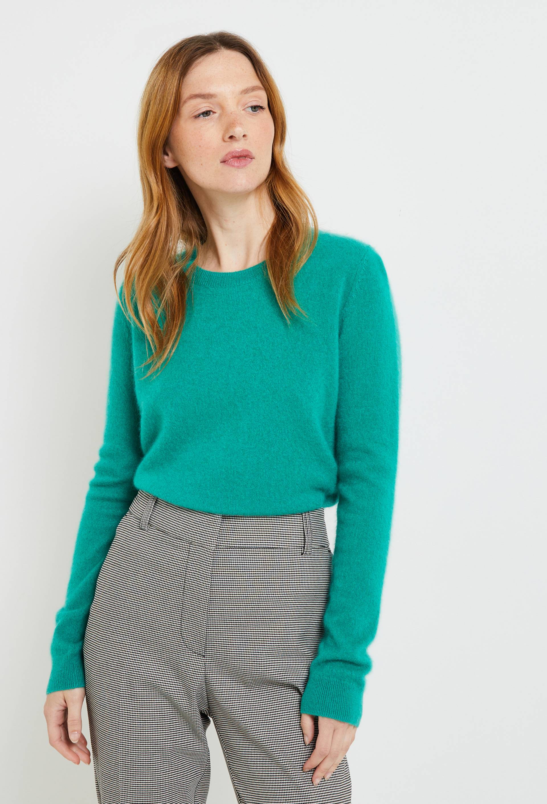 Pull uni col rond en 100% cachemire, Vert, large image number 0