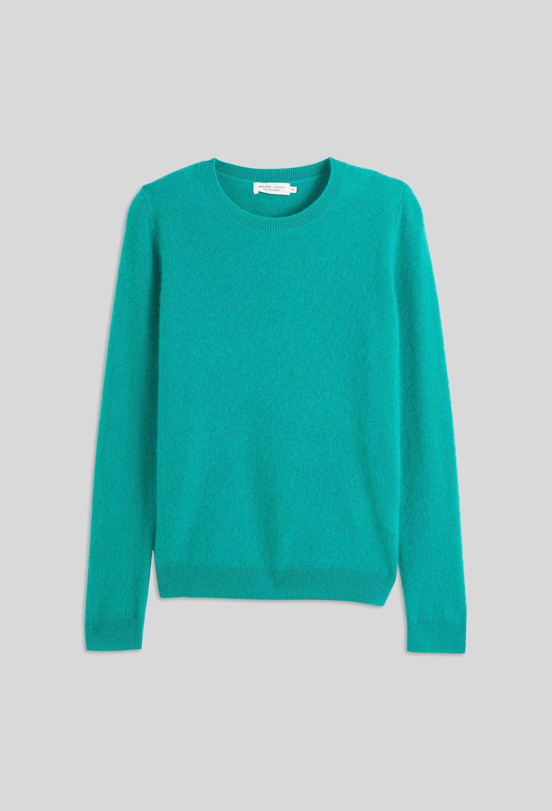 Pull uni col rond en 100% cachemire, Vert, large image number 2