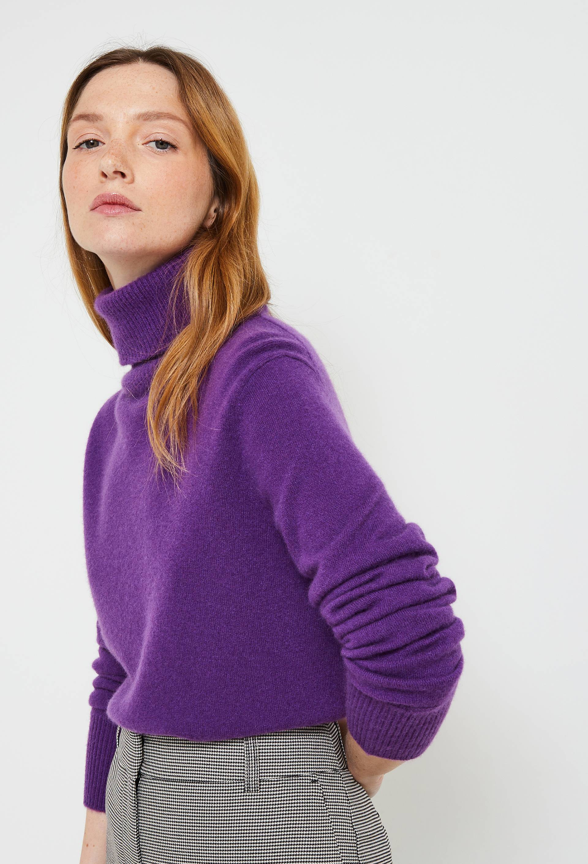 Pull col roulé en cachemire, Violet, large image number 0