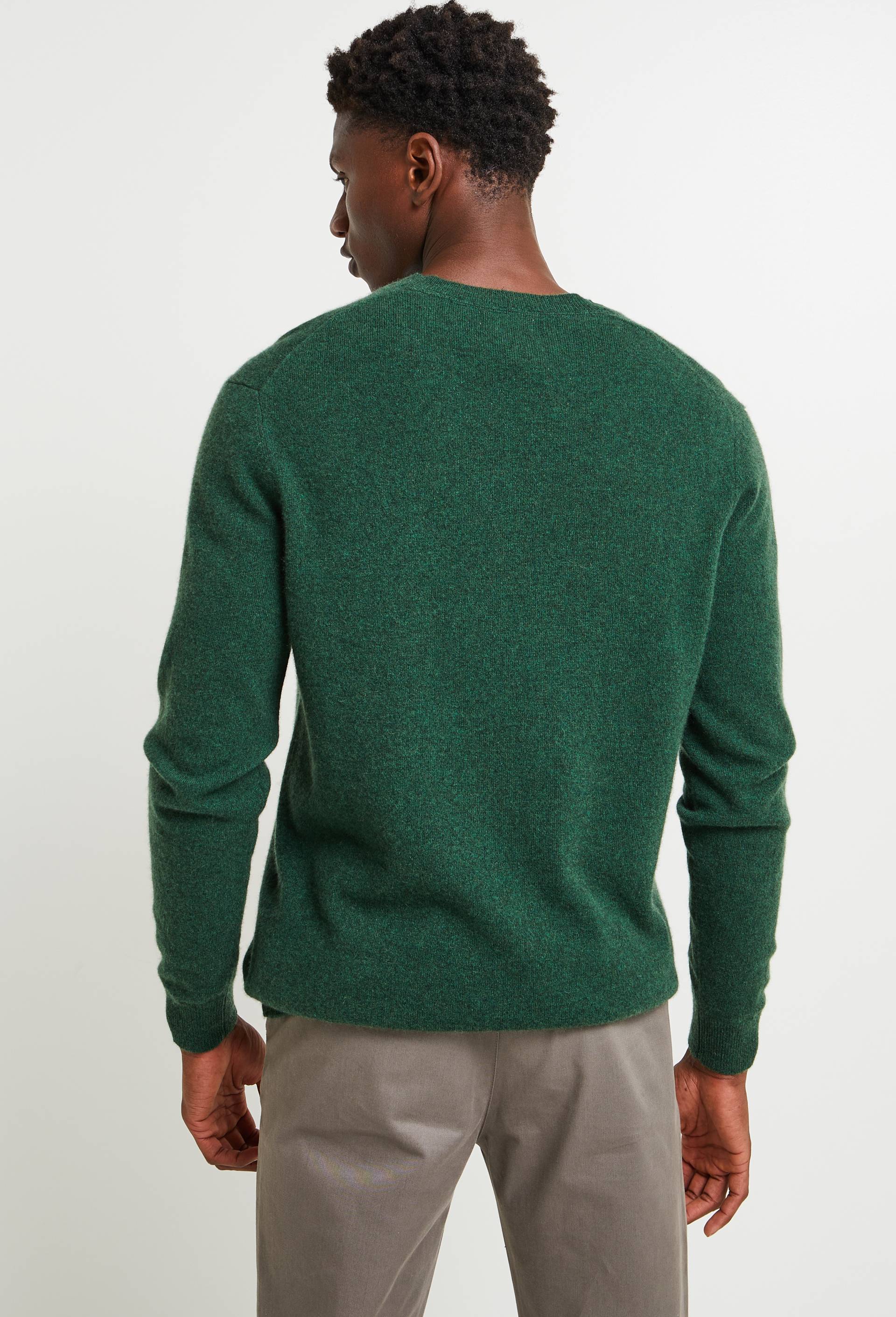 Pull col V en 100% cachemire, Vert fonc&eacute;, large image number 1