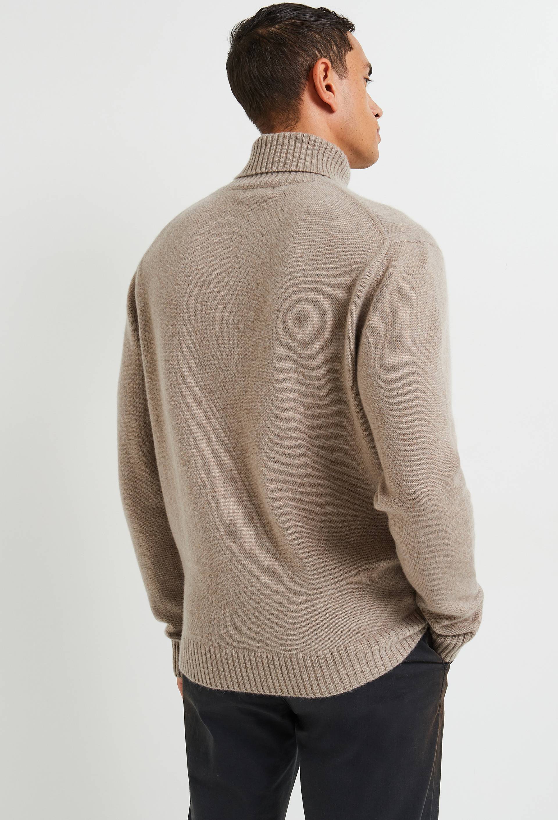 Pull col roul&eacute; en 100% cachemire, Beige, large image number 1