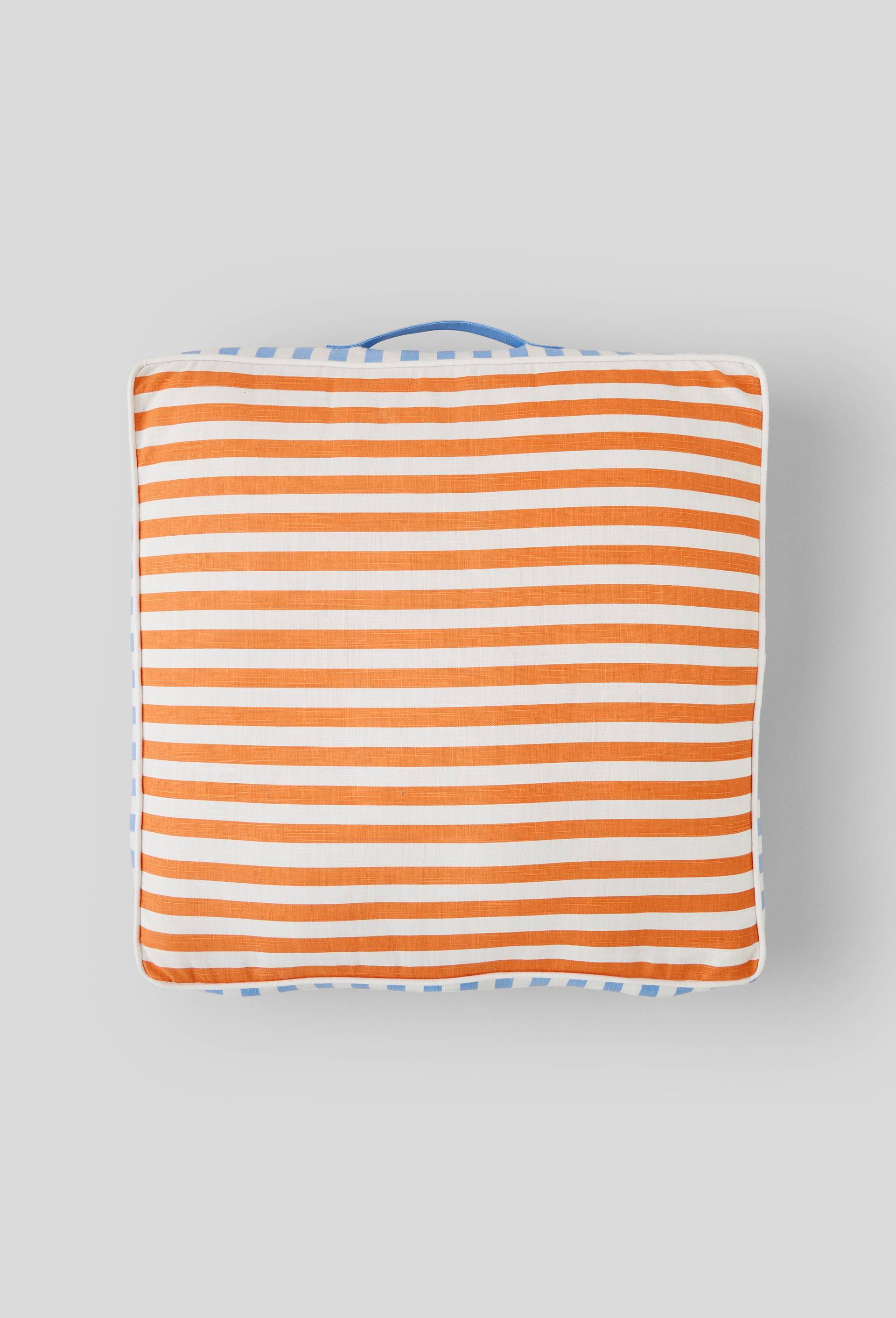 Coussin de sol à rayures, 50x50x10cm, coton, Bleu clair, large image number 0