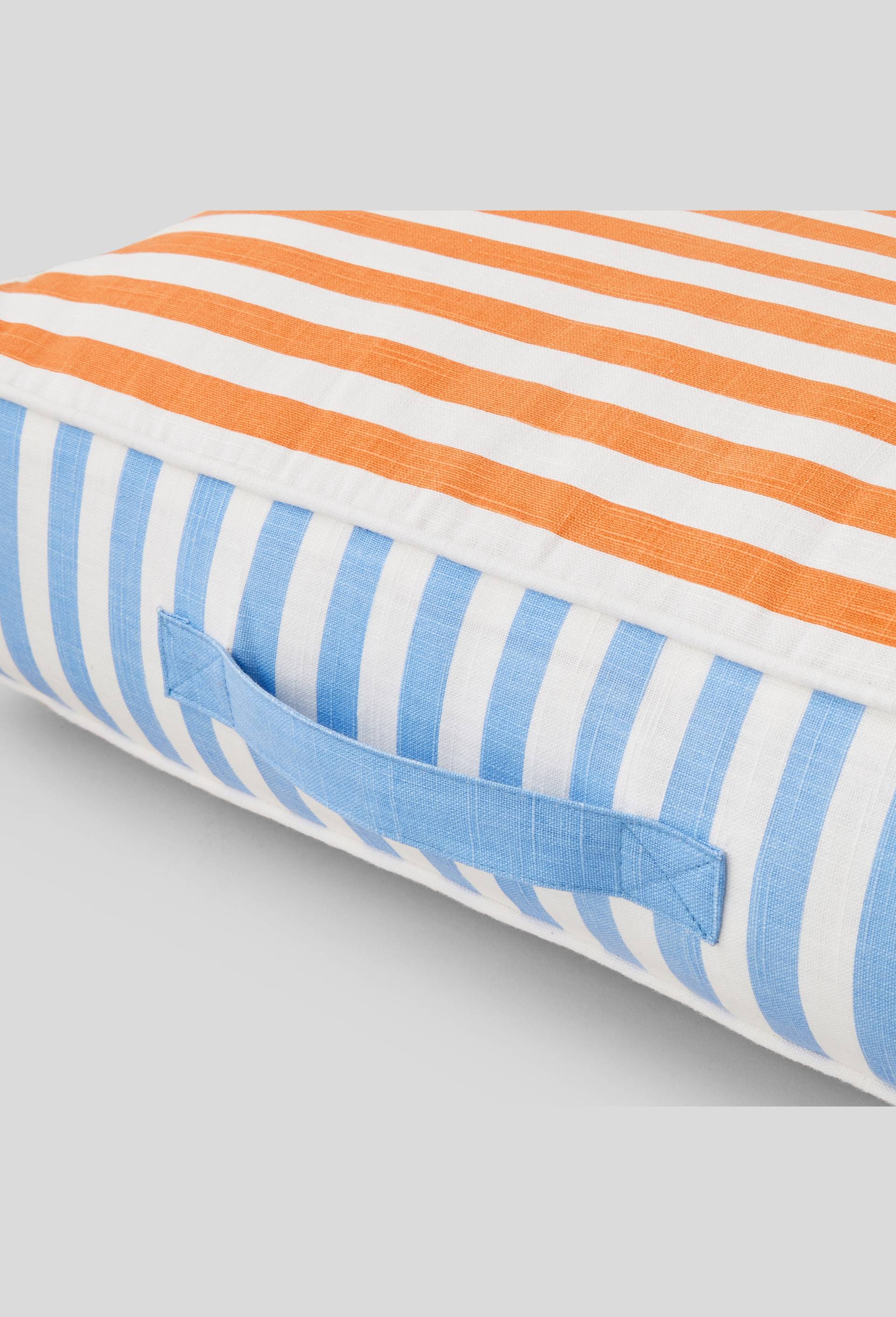 Coussin de sol à rayures, 50x50x10cm, coton, Bleu clair, large image number 1