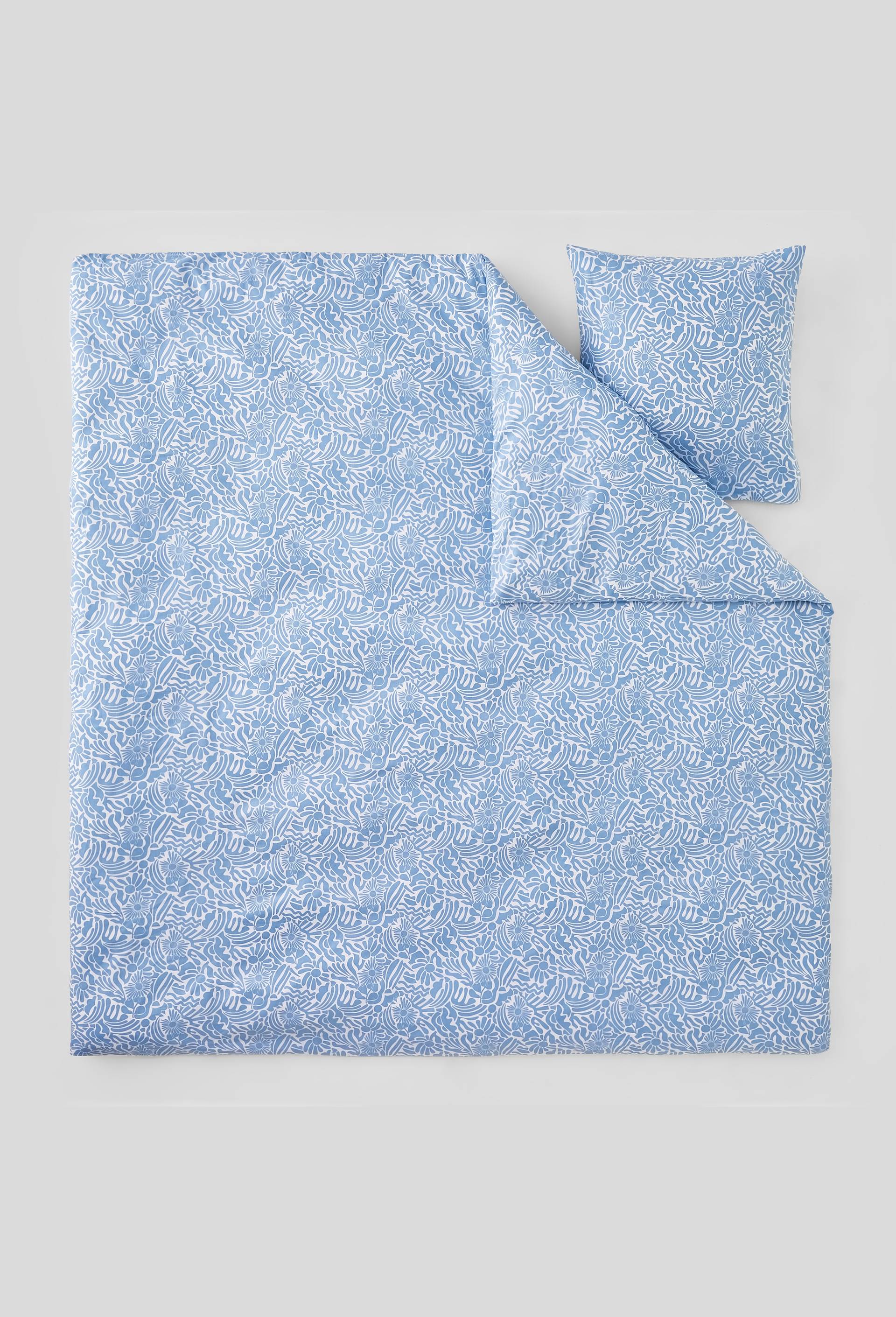 Housse de couette 240x220cm et taies d oreillers 63x63cm, coton bio, oekotex, Bleu foncé, large image number 1.0