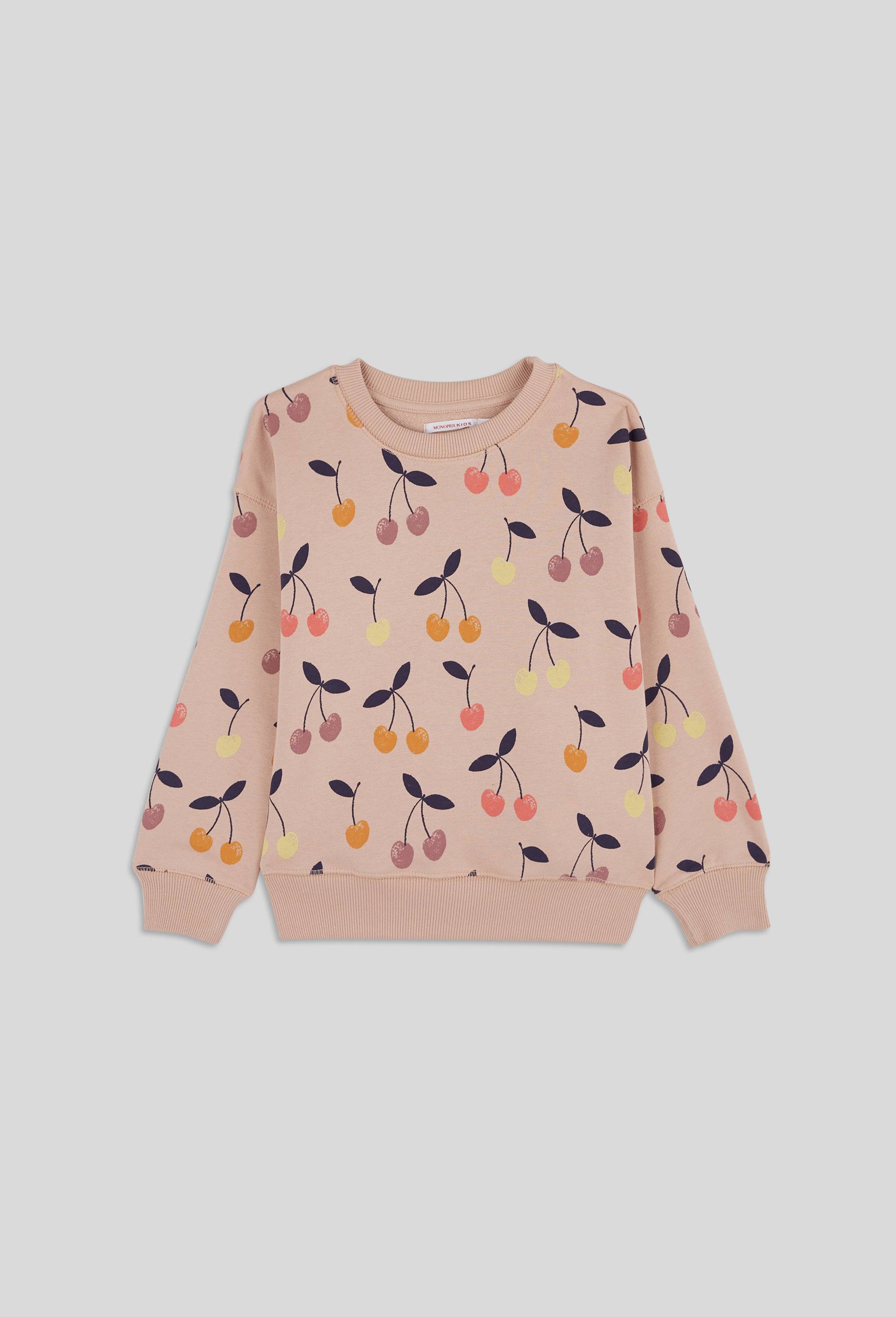 Sweat imprimé contenant du coton BIO, certifié OEKO-TEX, Rose clair, large image number 0.0