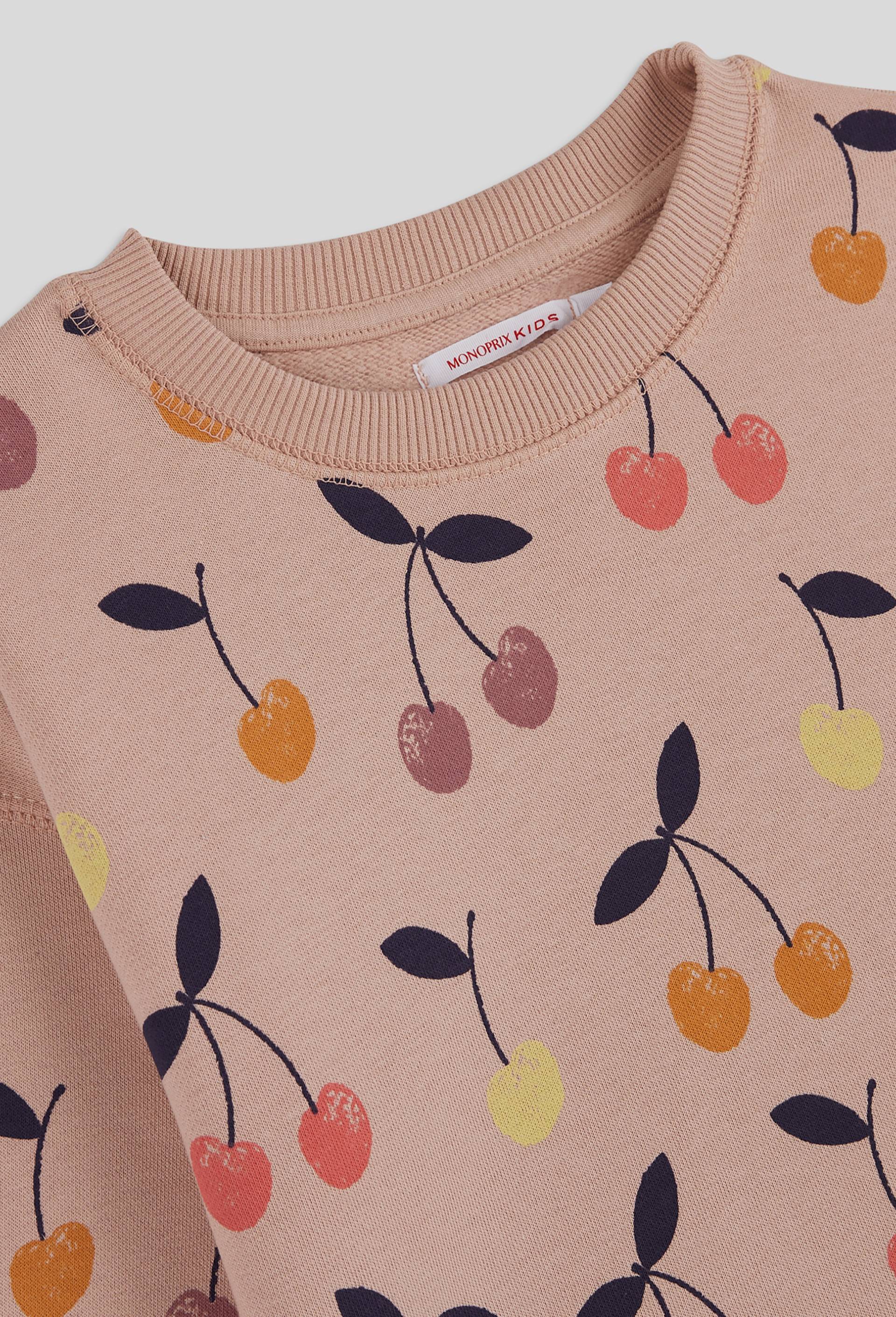 Sweat imprimé contenant du coton BIO, certifié OEKO-TEX, Rose clair, large image number 2.0