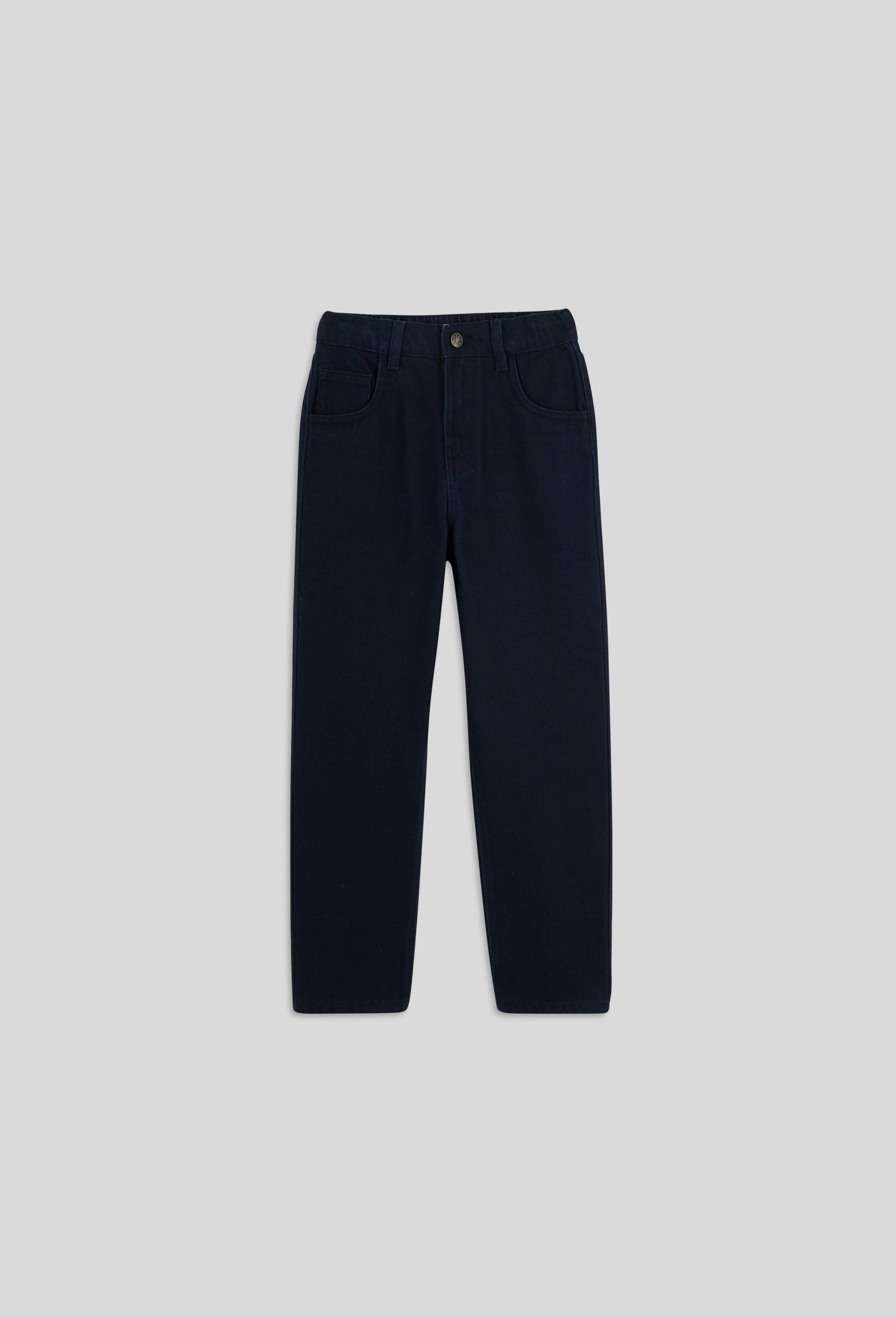 Pantalon en coton twill uni, certifié OEKO-TEX, Bleu foncé, large image number 0.0