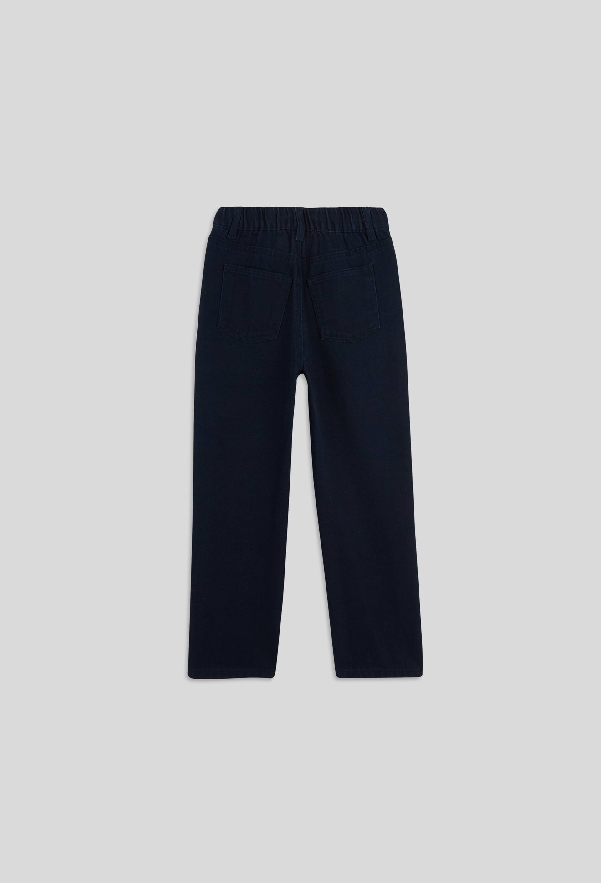 Pantalon en coton twill uni, certifié OEKO-TEX, Bleu foncé, large image number 1.0