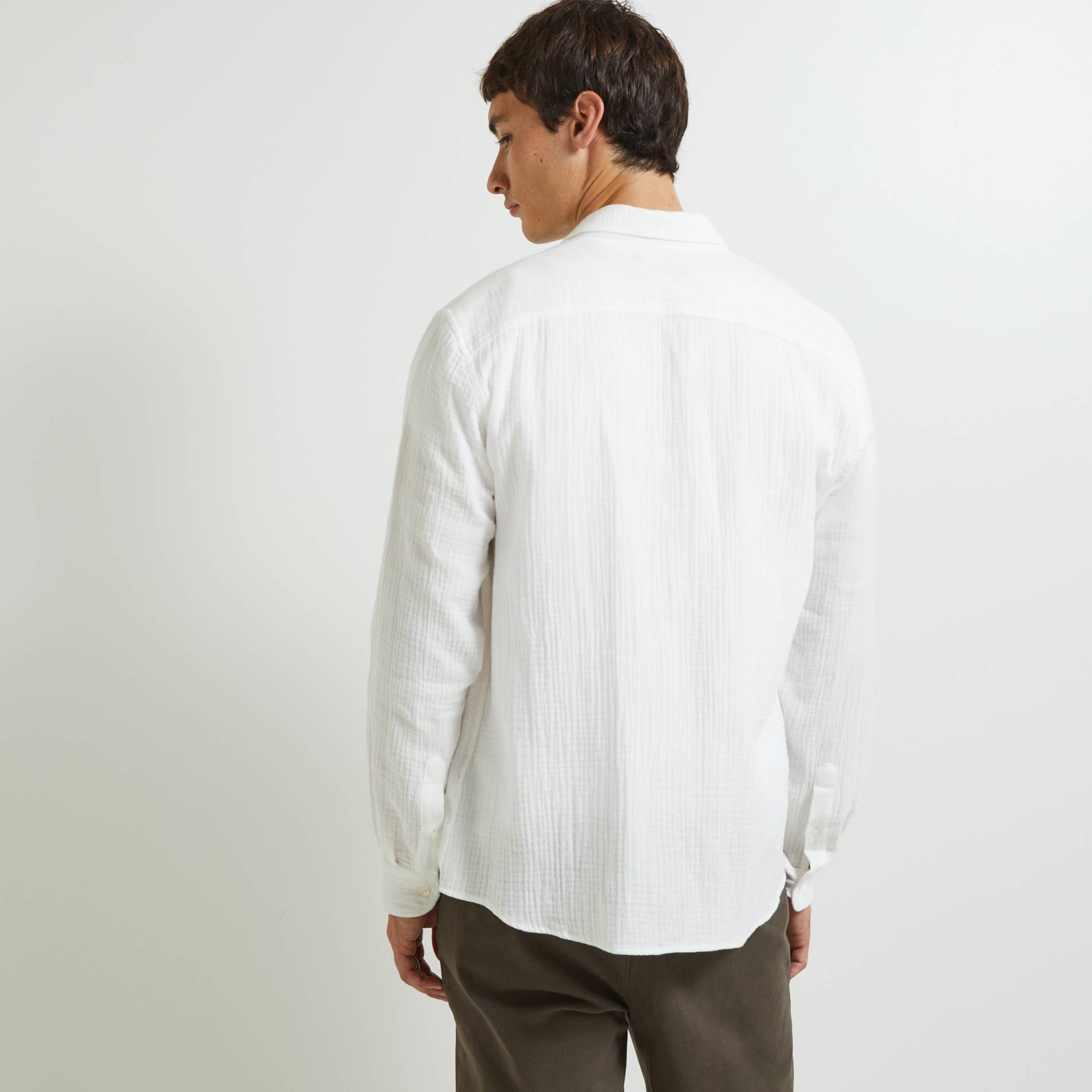 Chemise manches longues en gaze de coton, Oeko-tex, Blanc, large image number 3