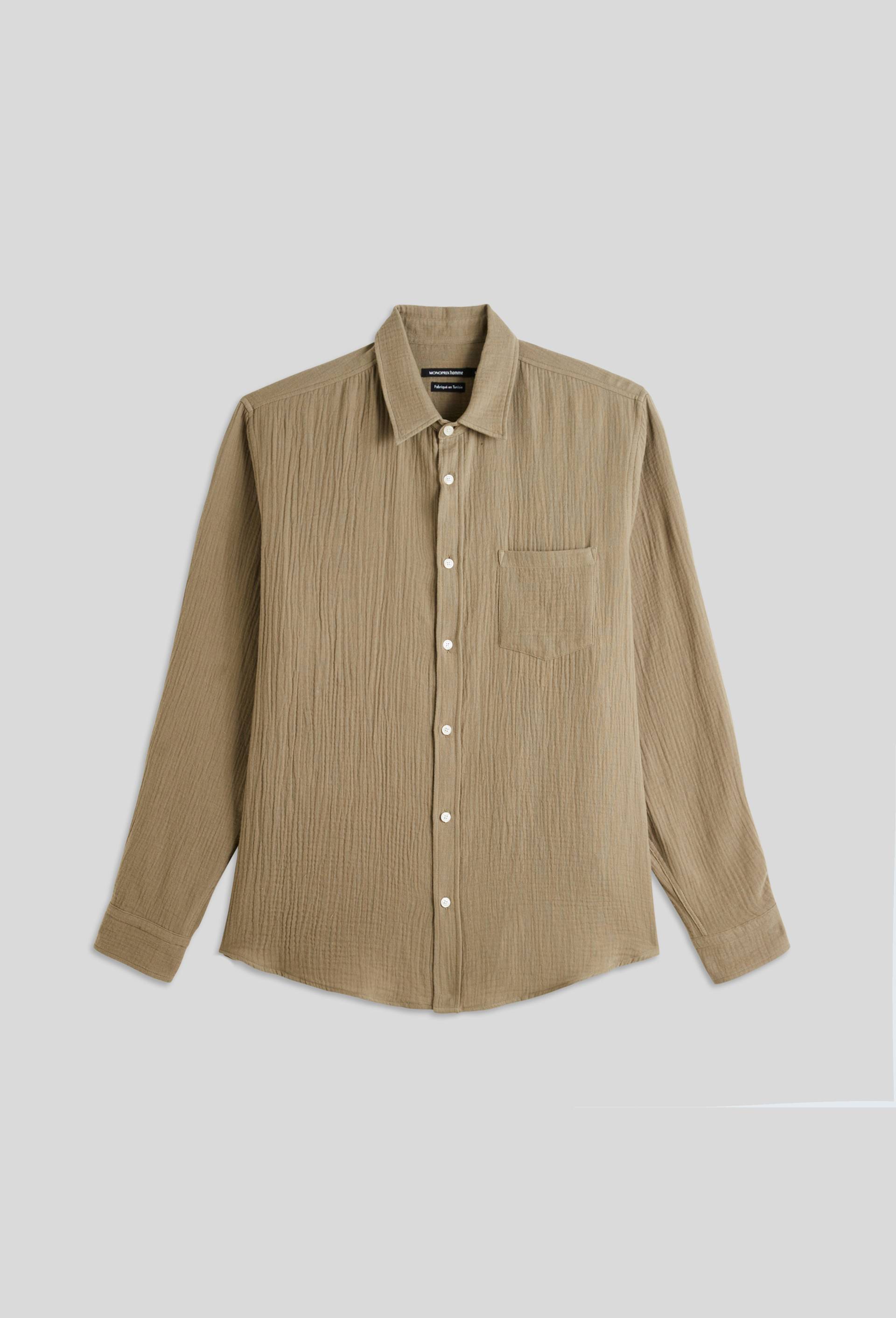 Chemise manches longues en gaze de coton, Oeko-tex, Vert, large image number 2.0