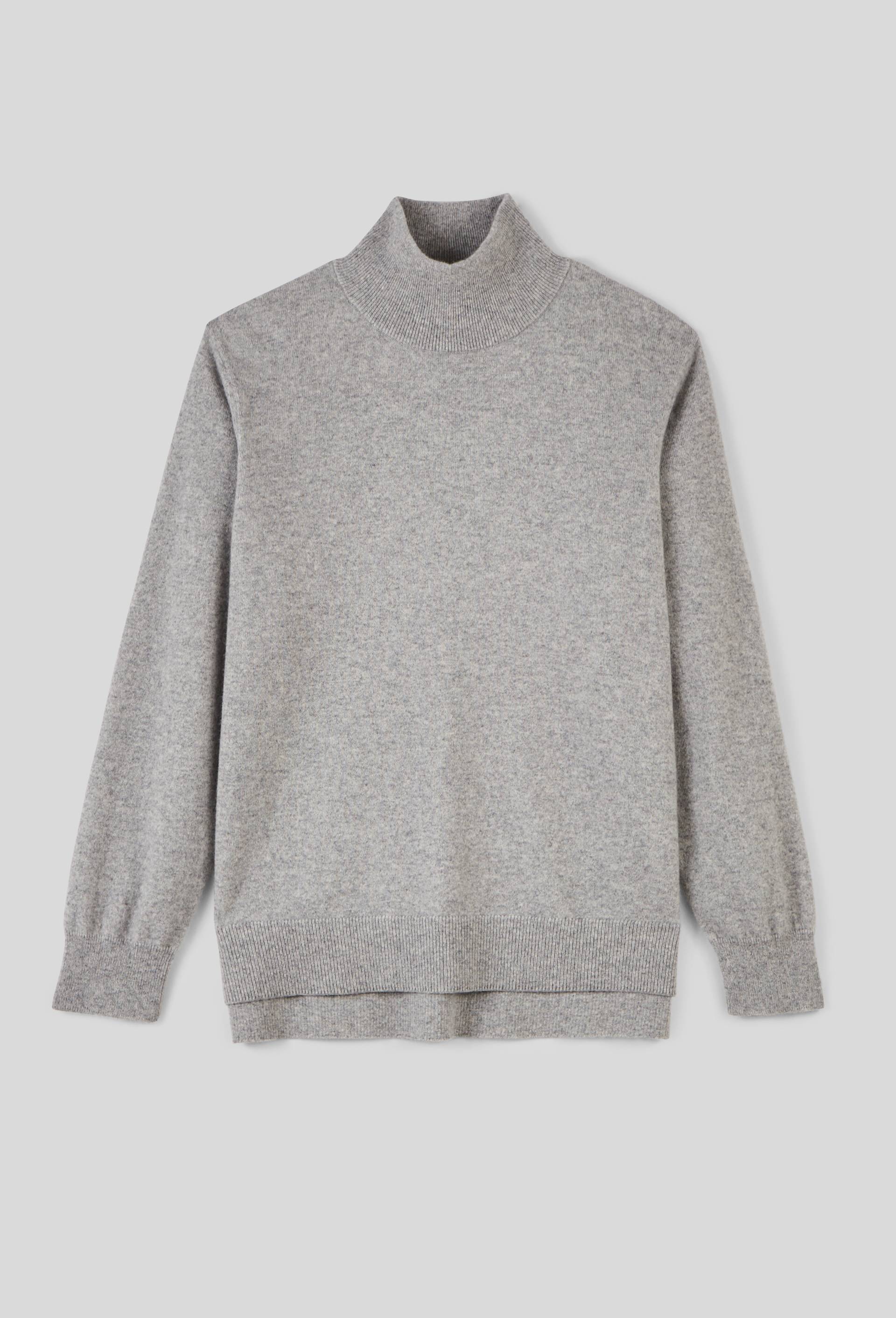 Pull col montant uni en cachemire, Gris clair, large image number 2