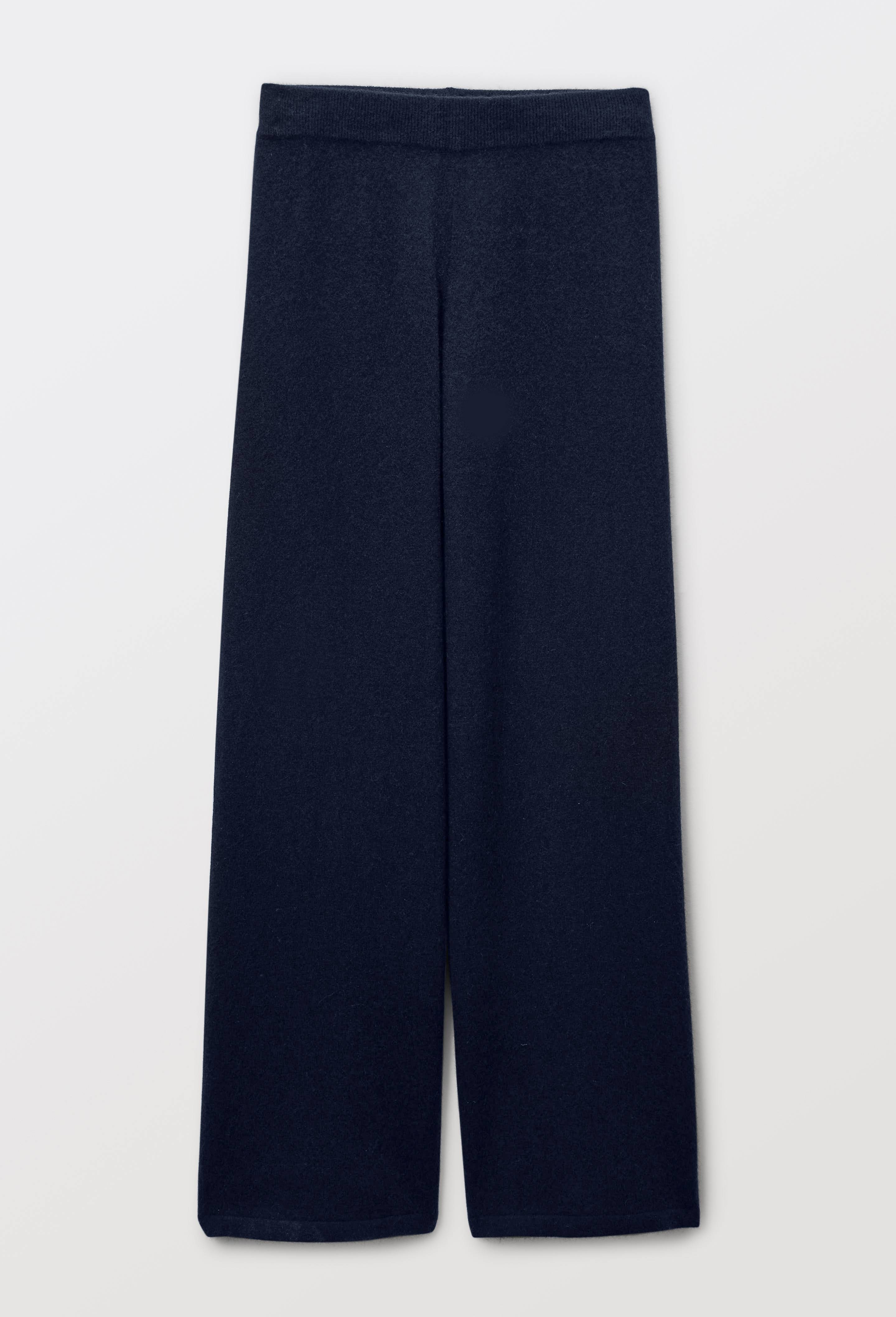 Pantalon large uni en cachemire, Bleu fonc&eacute;, large image number 2