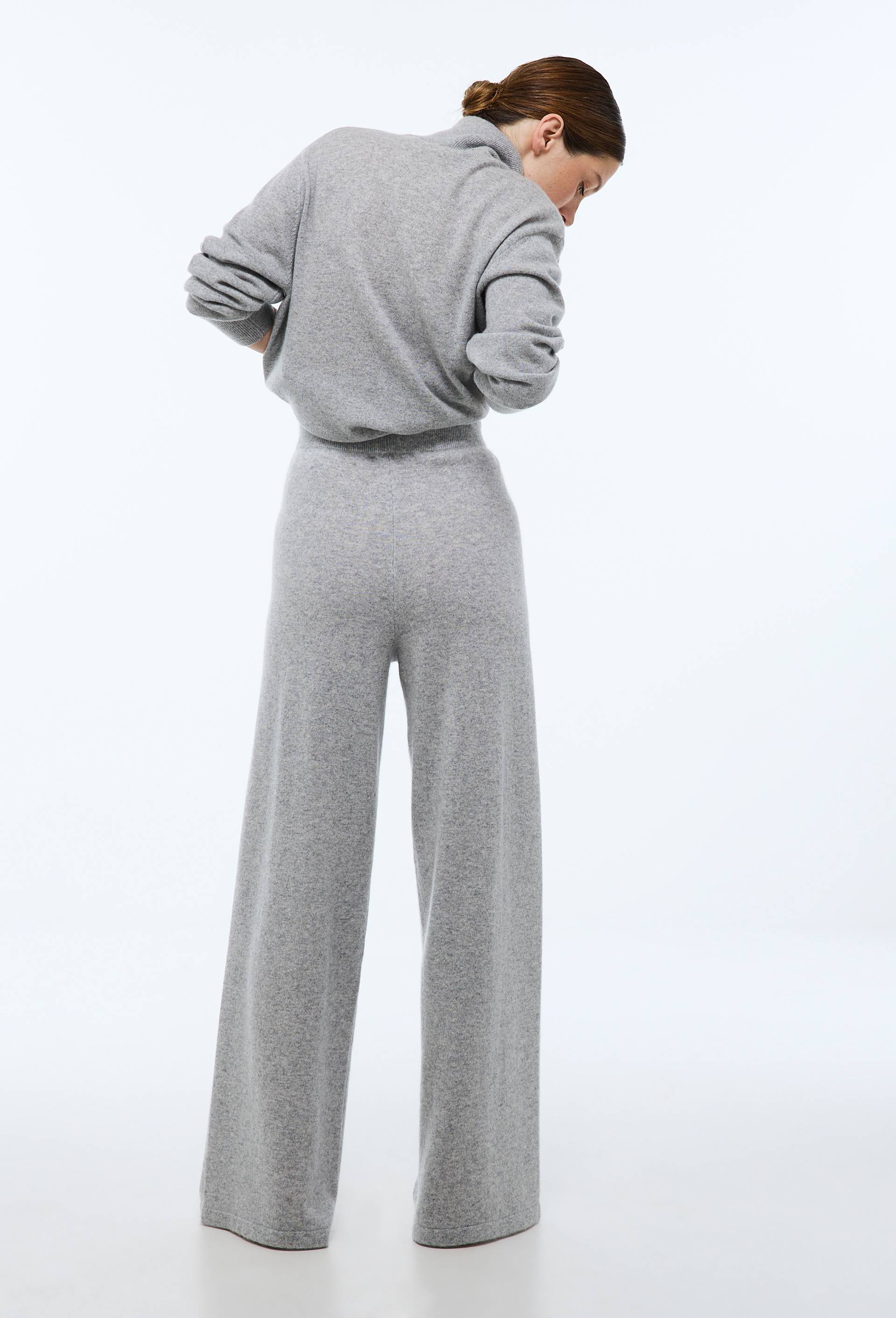 Pantalon large uni en cachemire, Gris, large image number 1