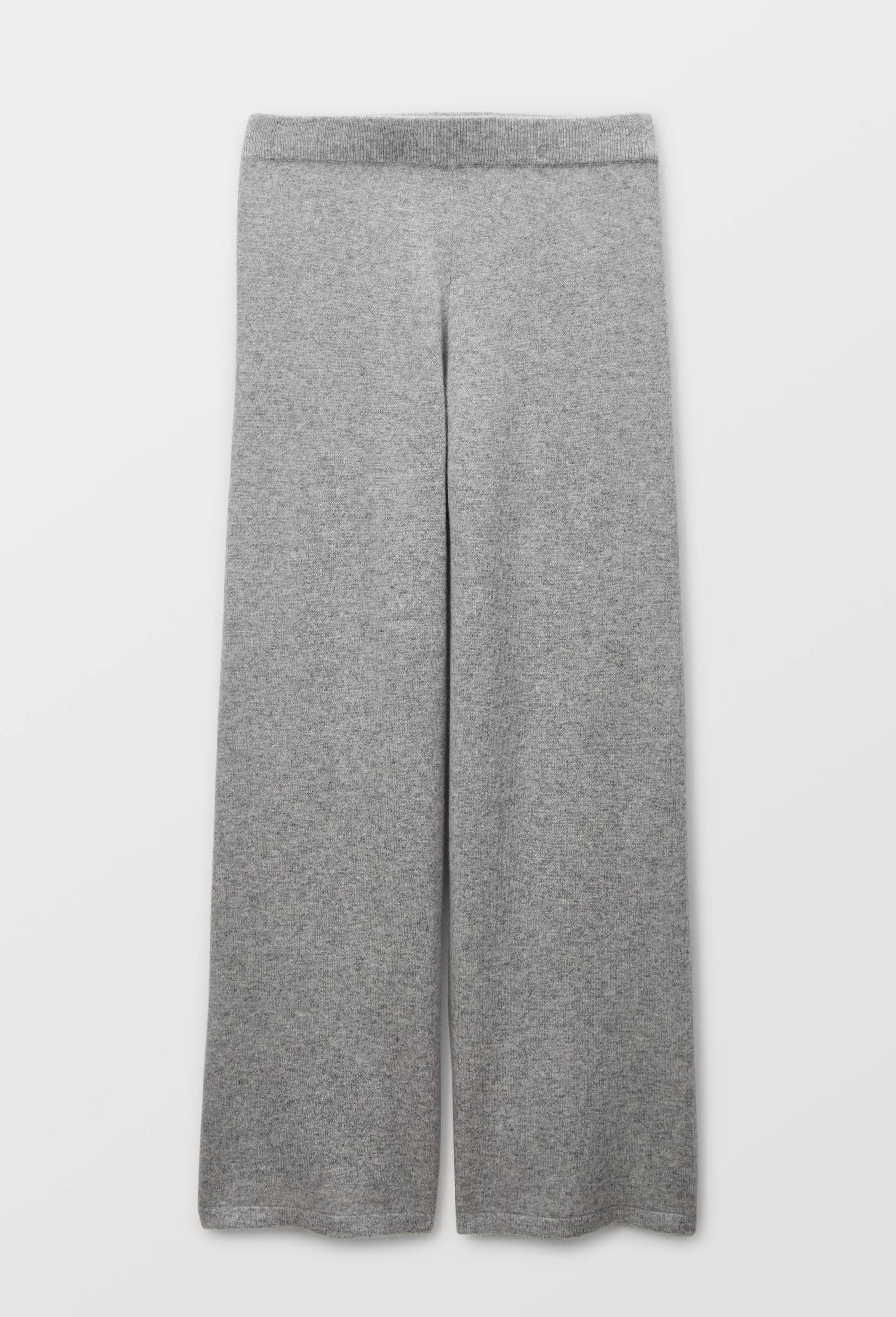 Pantalon large uni en cachemire, Gris, large image number 2.0