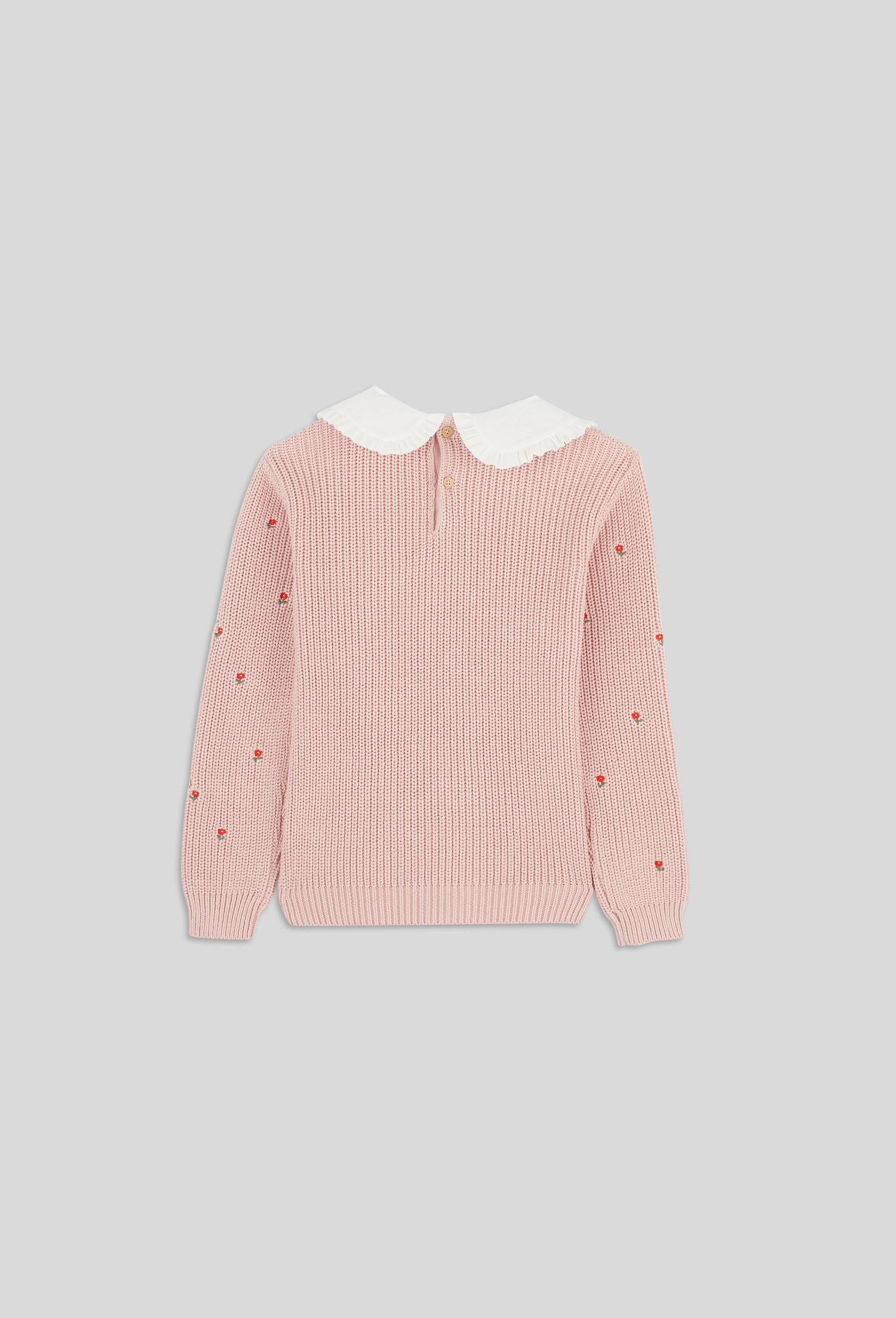 Pull brodé à col et chemise dessous, certifié OEKO-TEX, Rose, large image number 1