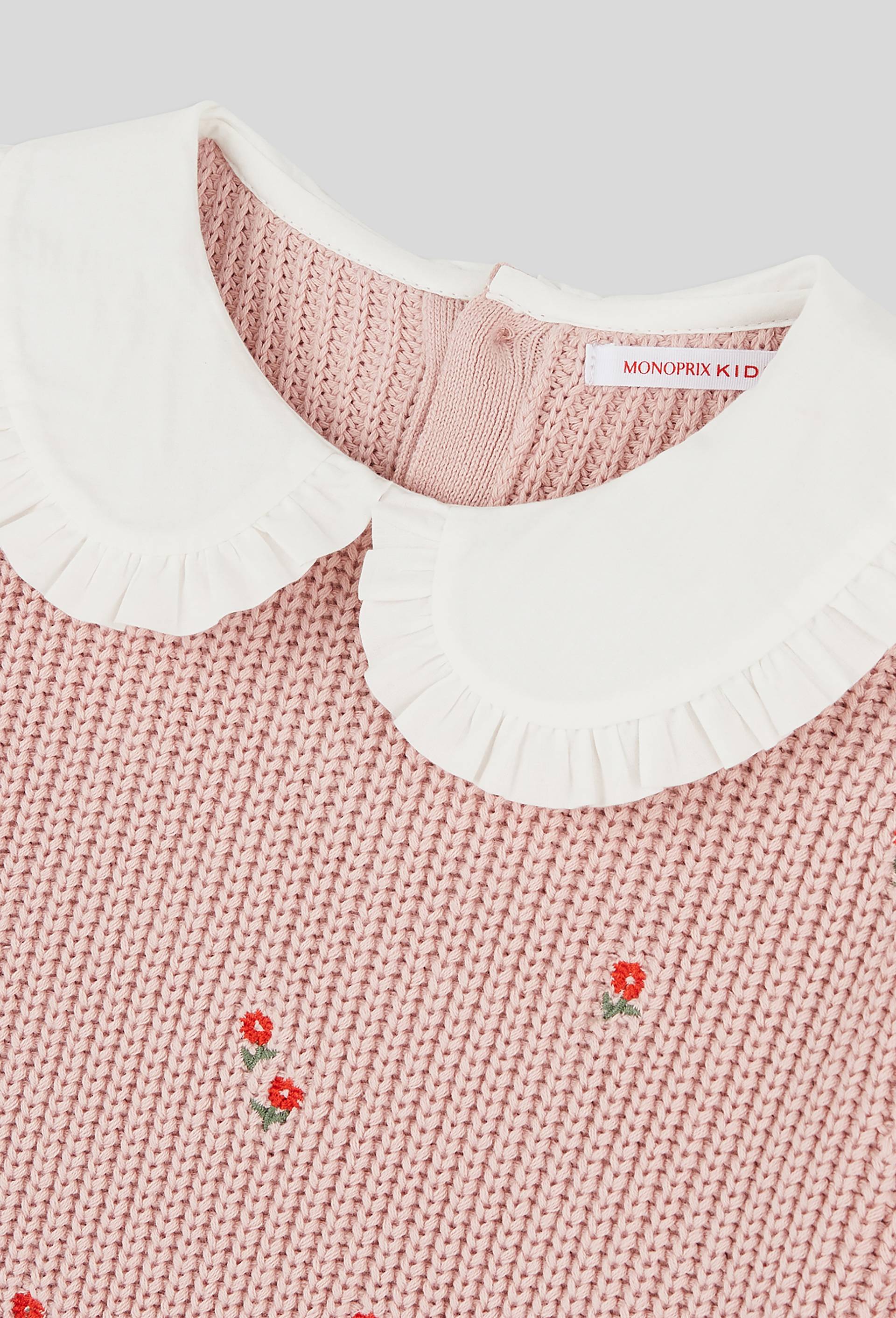Pull brodé à col et chemise dessous, certifié OEKO-TEX, Rose, large image number 2