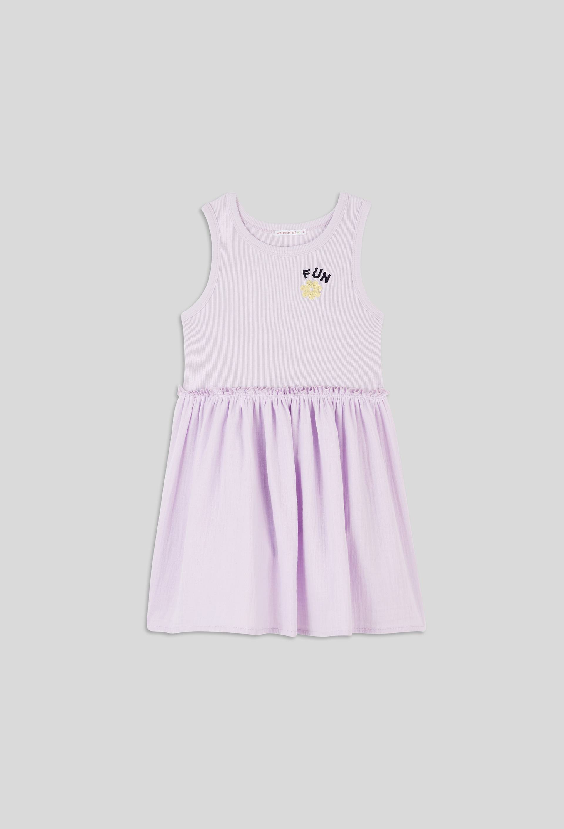 Robe en gaze de coton brodée, certifié OEKO-TEX, Violet clair, large image number 0