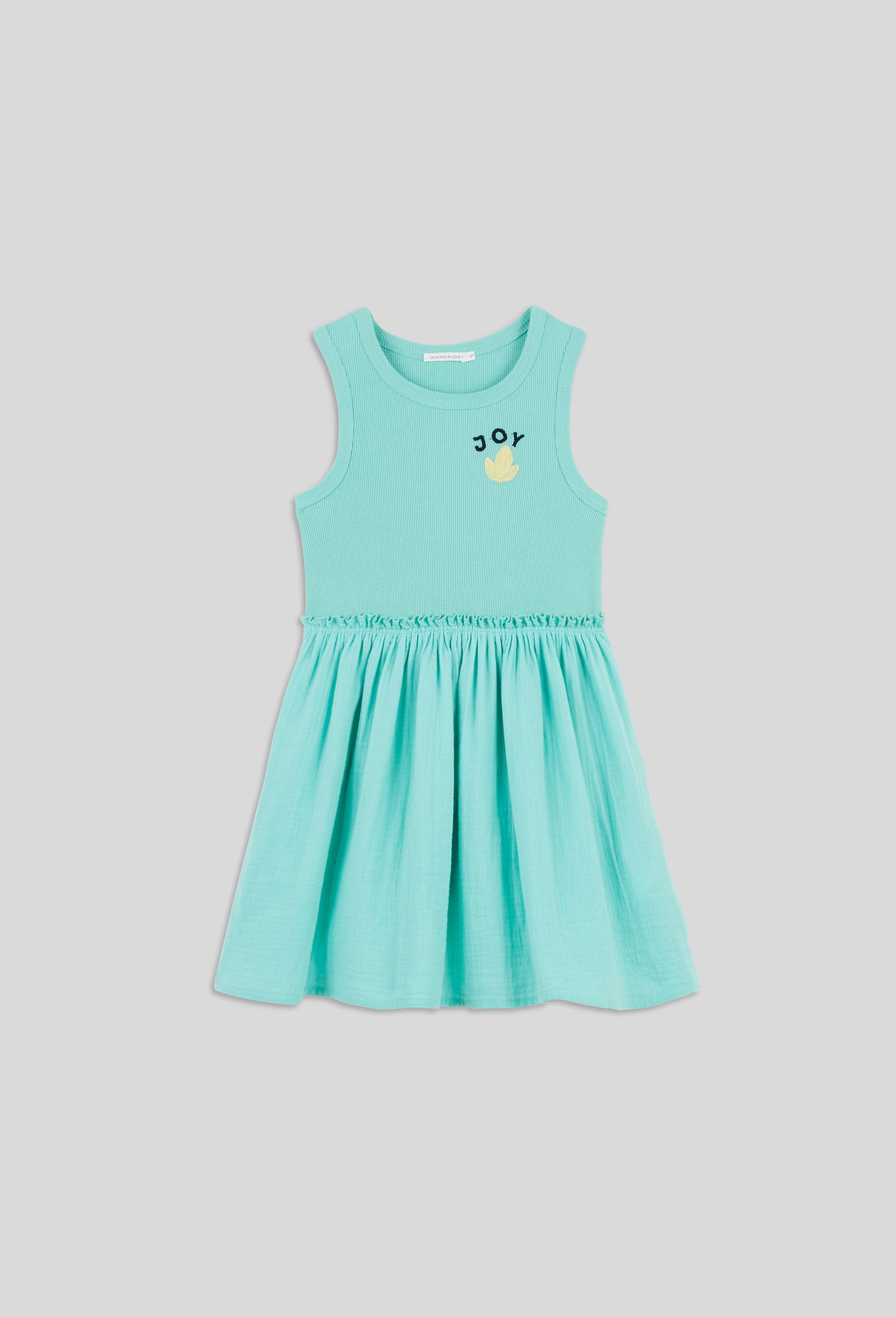 Robe en gaze de coton brodée, certifié OEKO-TEX, Vert clair, large image number 0