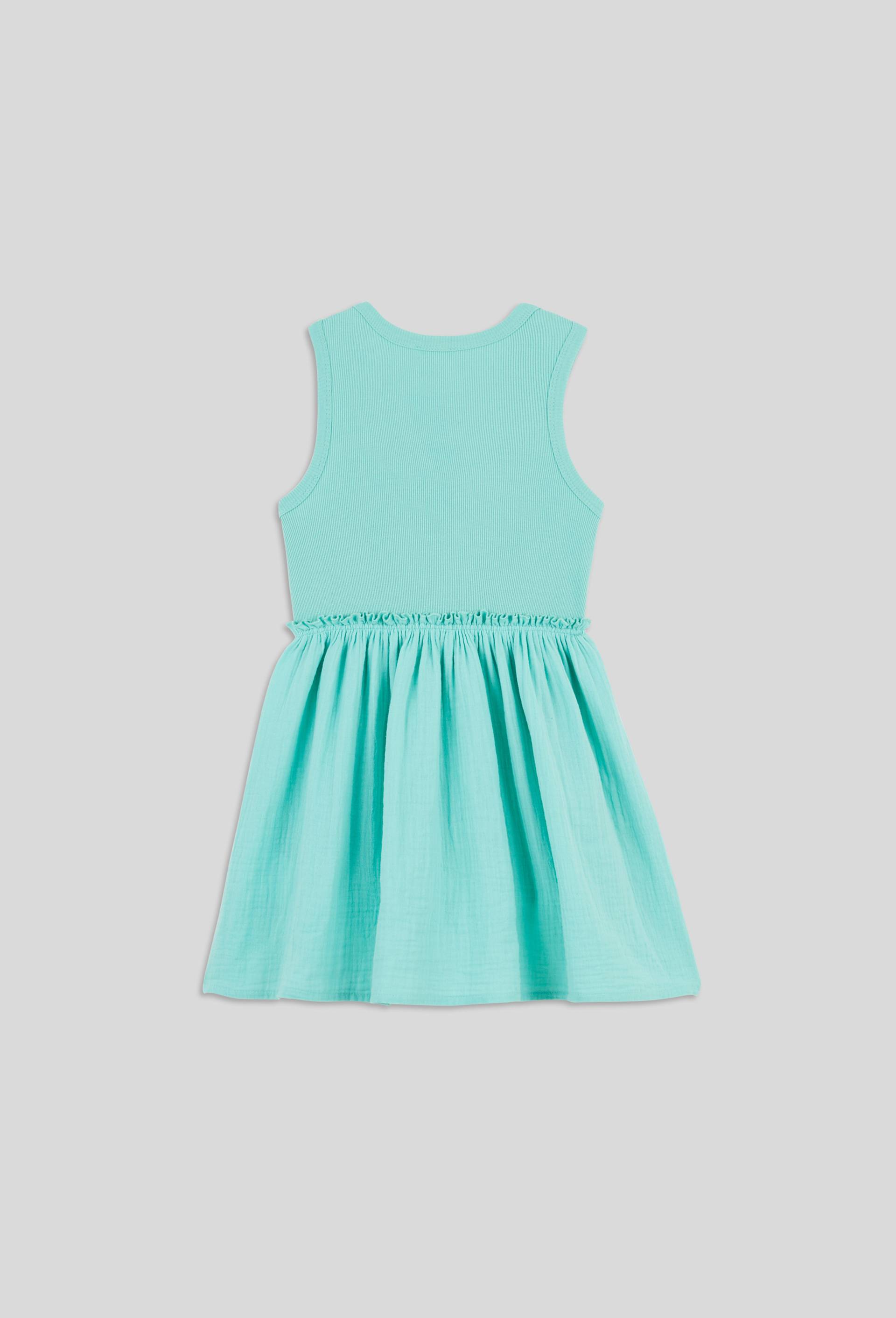 Robe en gaze de coton brodée, certifié OEKO-TEX, Vert clair, large image number 1