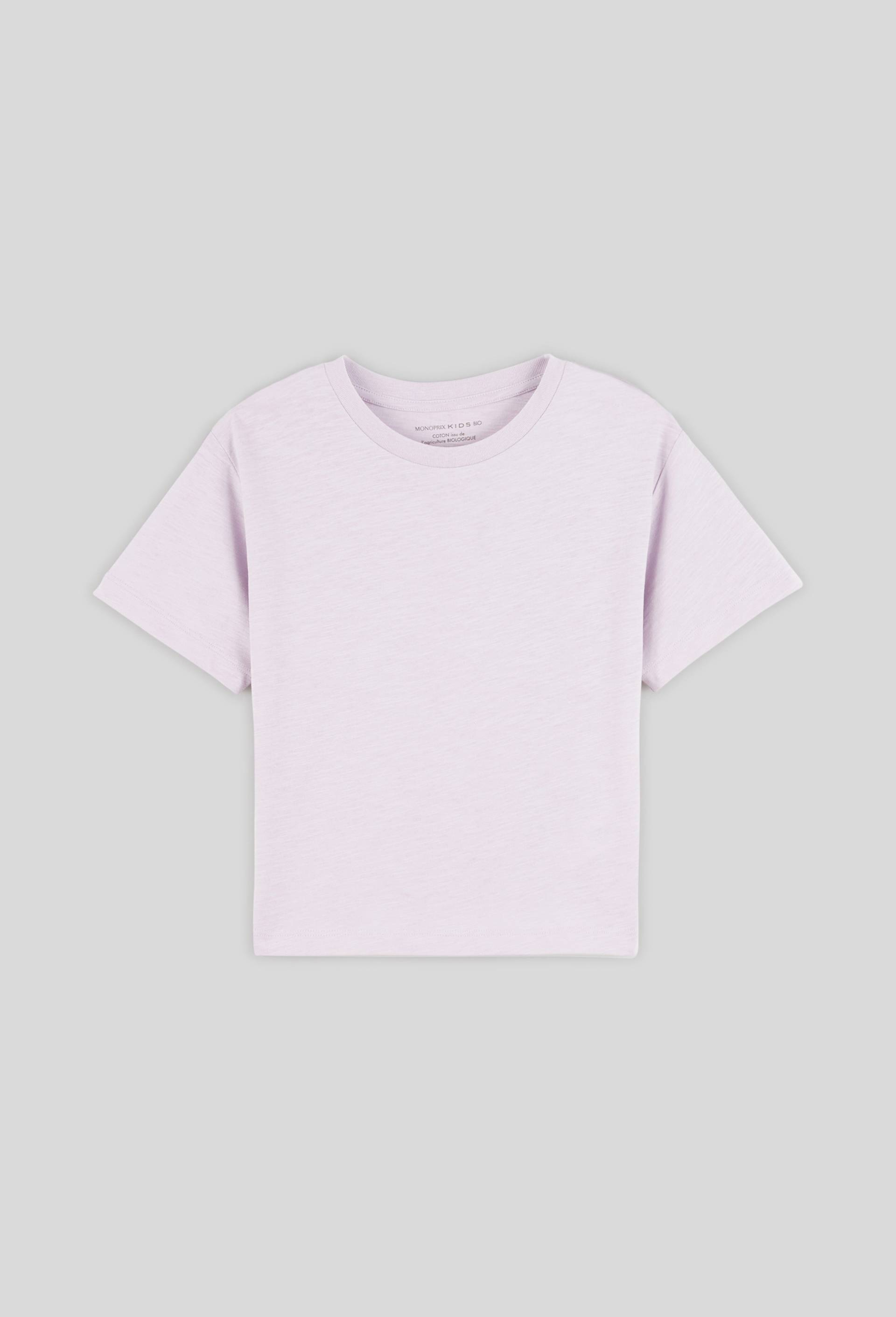 T-shirt manches courtes uni en coton BIO, certifié OEKO-TEX, Violet clair, large image number 0