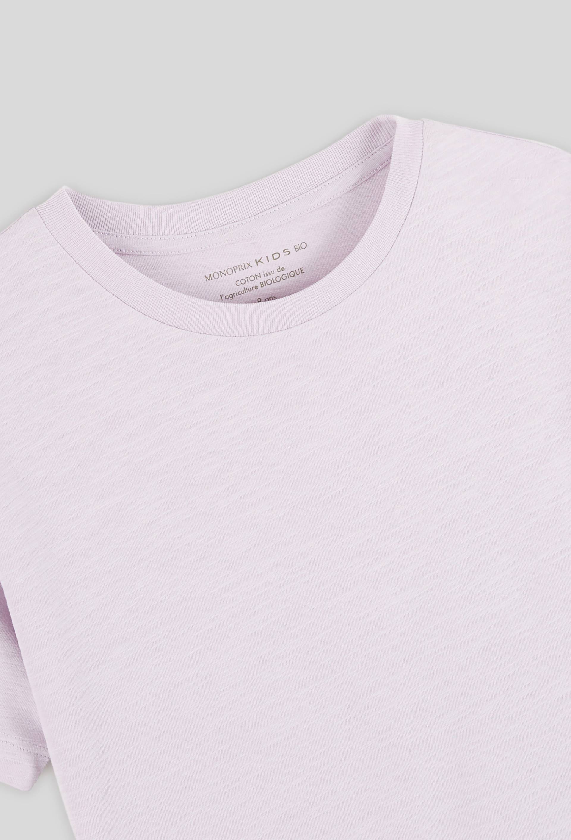 T-shirt manches courtes uni en coton BIO, certifié OEKO-TEX, Violet clair, large image number 2