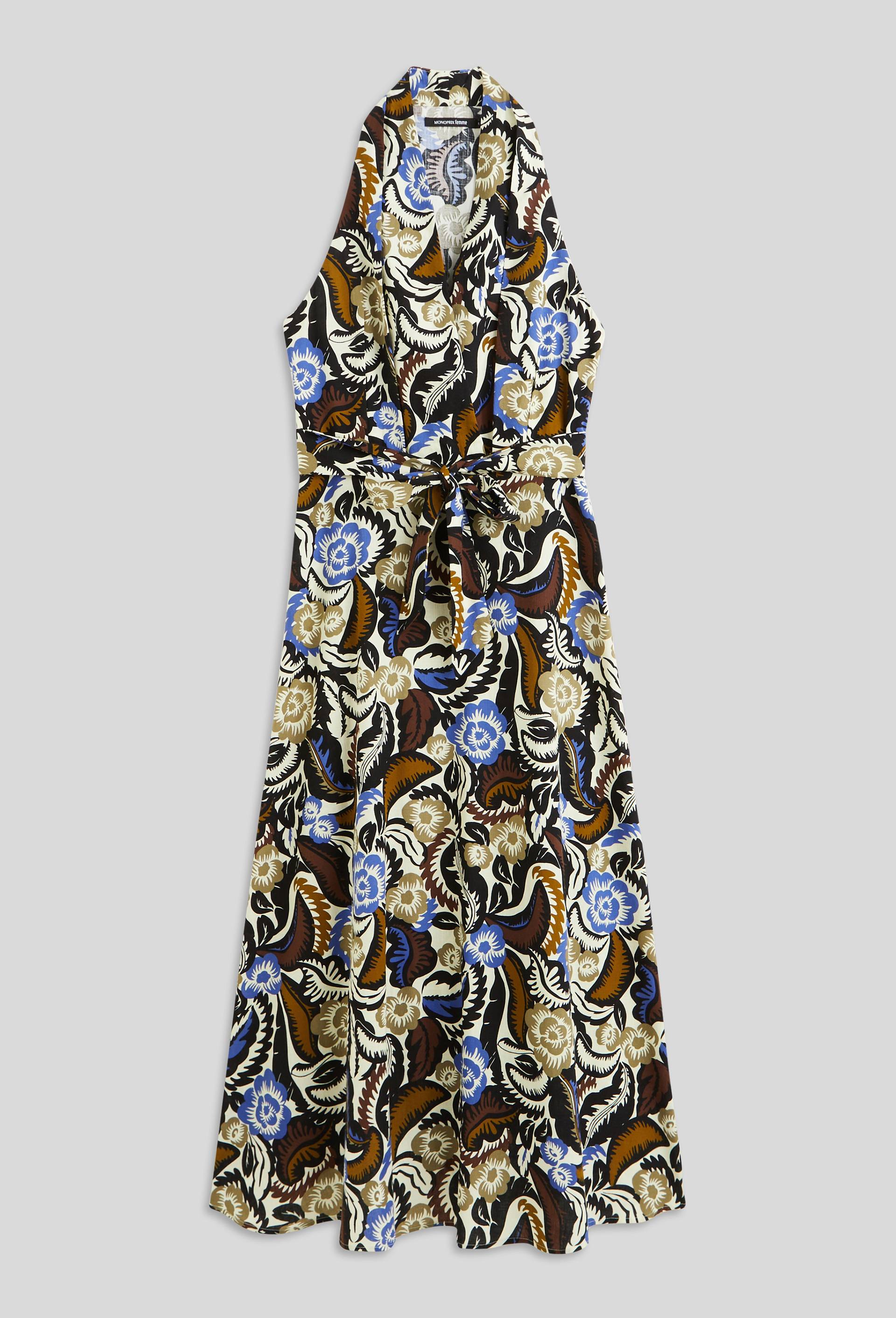 Robe sans manches imprimée florale en coton BIO, Noir, large image number 2