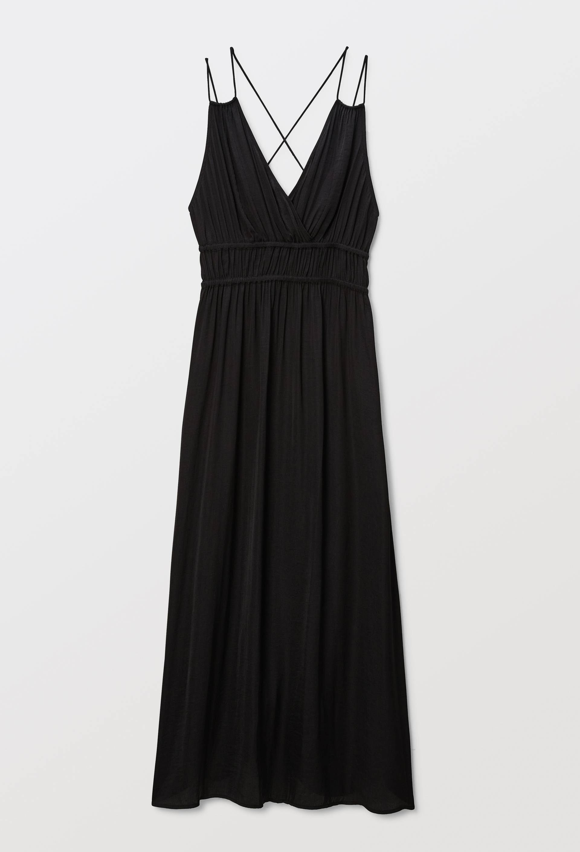 Robe midi satin&eacute;e &eacute;lastiqu&eacute;e taille, Noir, large image number 3