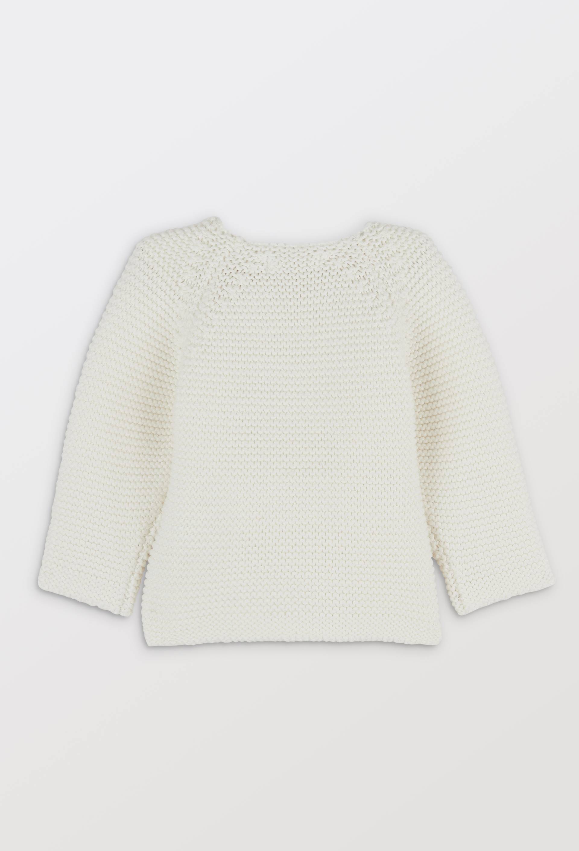 Cardigan uni en point mousse en coton, Ecru, large image number 1.0