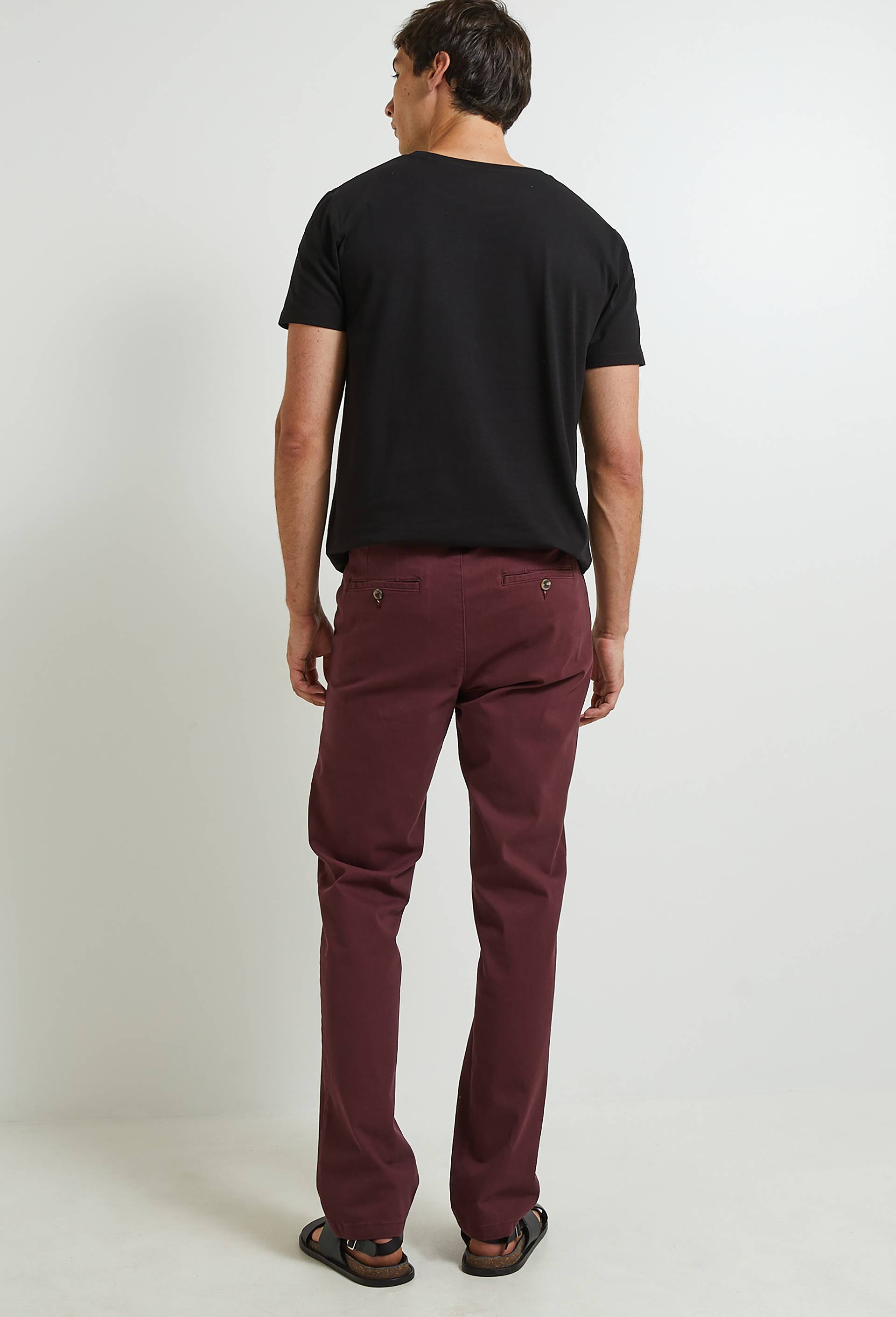 Pantalon chino straight en coton BIO, Rouge foncé, large image number 1