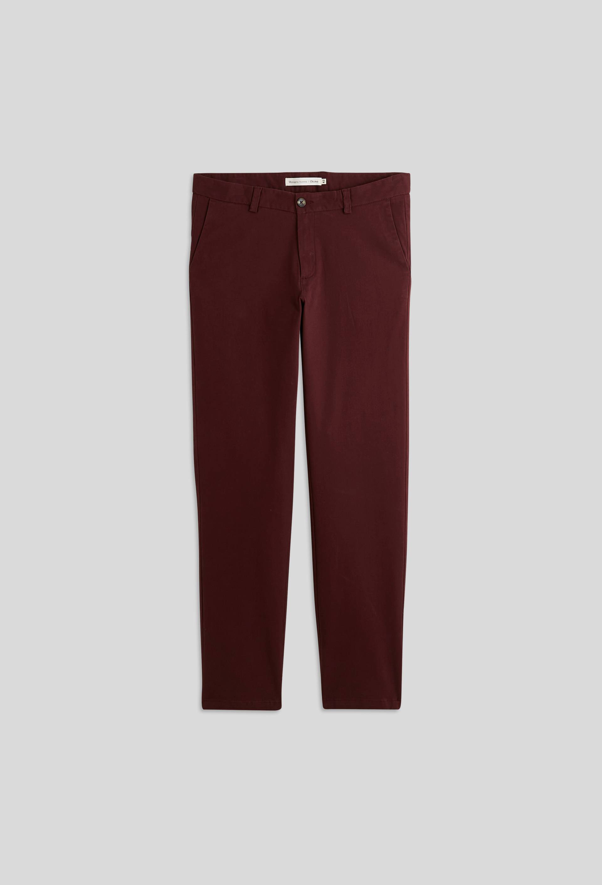 Pantalon chino straight en coton BIO, Rouge foncé, large image number 2
