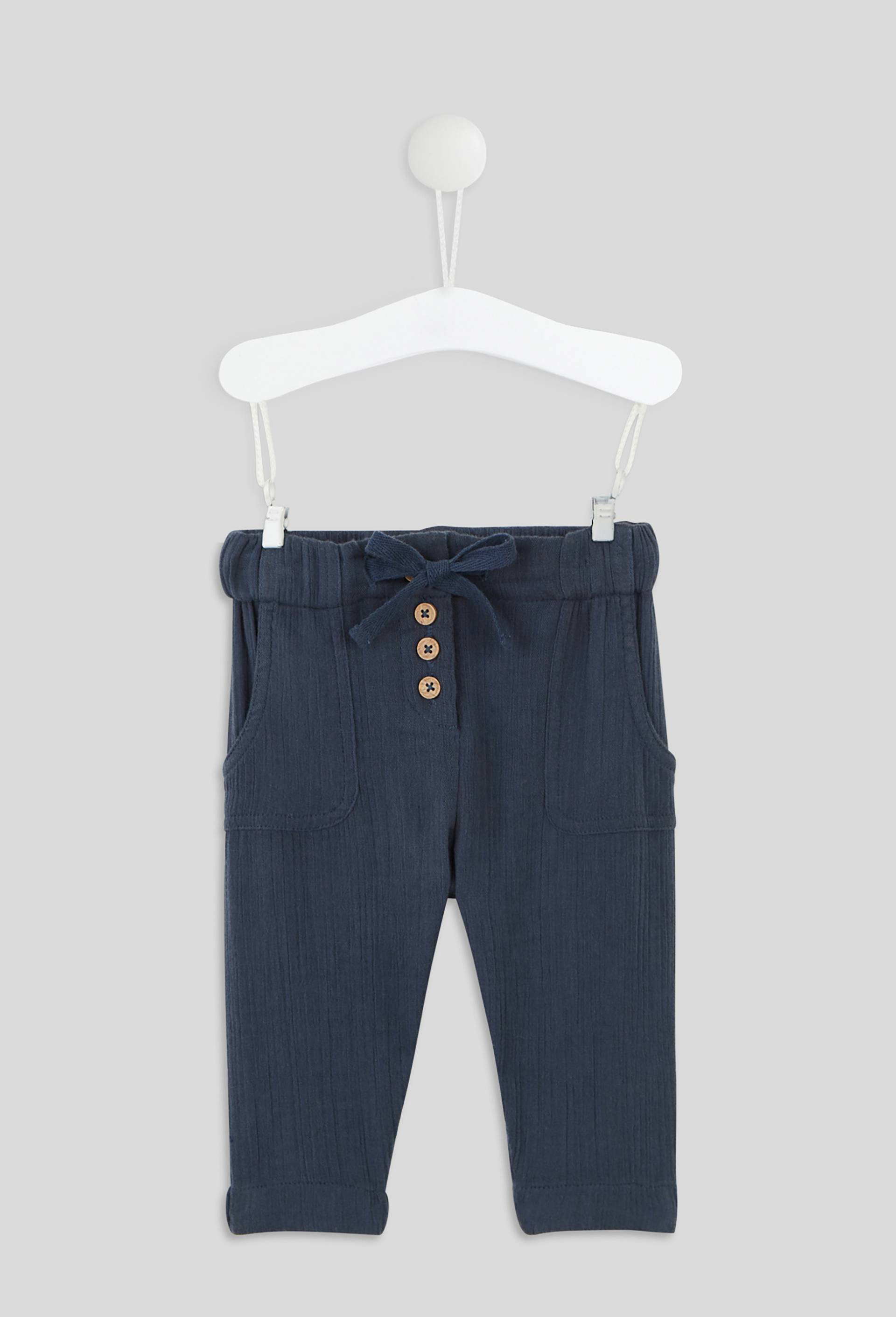 Pantalon large poches plaquées, en coton BIO, certifié Oeko-Tex, Bleu foncé, large image number 0