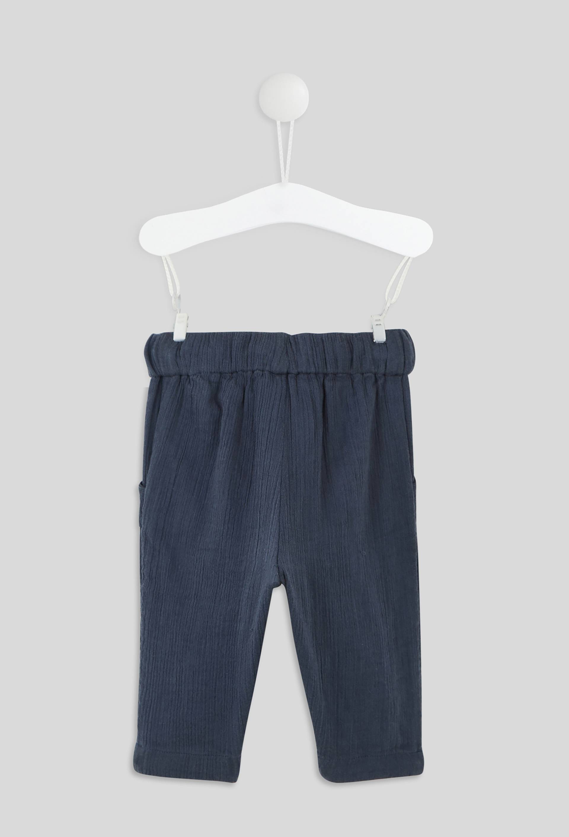 Pantalon large poches plaquées, en coton BIO, certifié Oeko-Tex, Bleu foncé, large image number 1.0