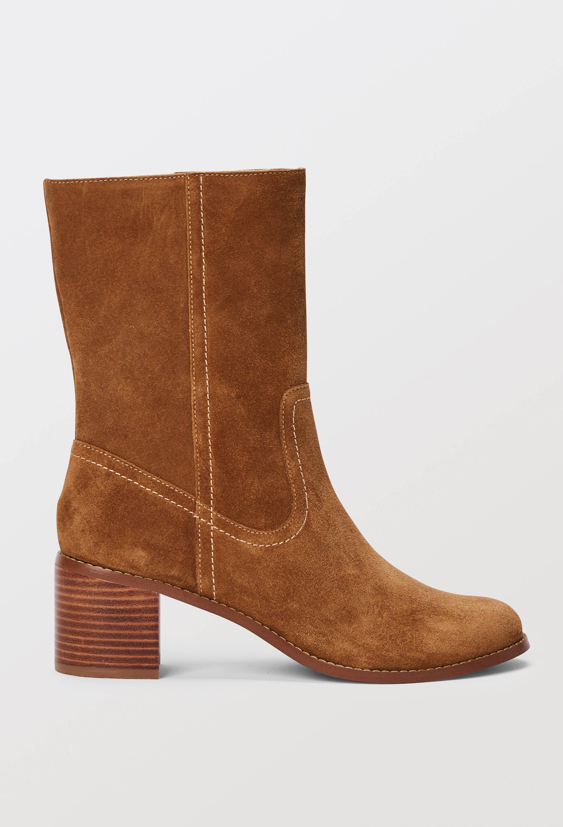 Bottines &agrave; talon en cuir, Beige, large image number 0