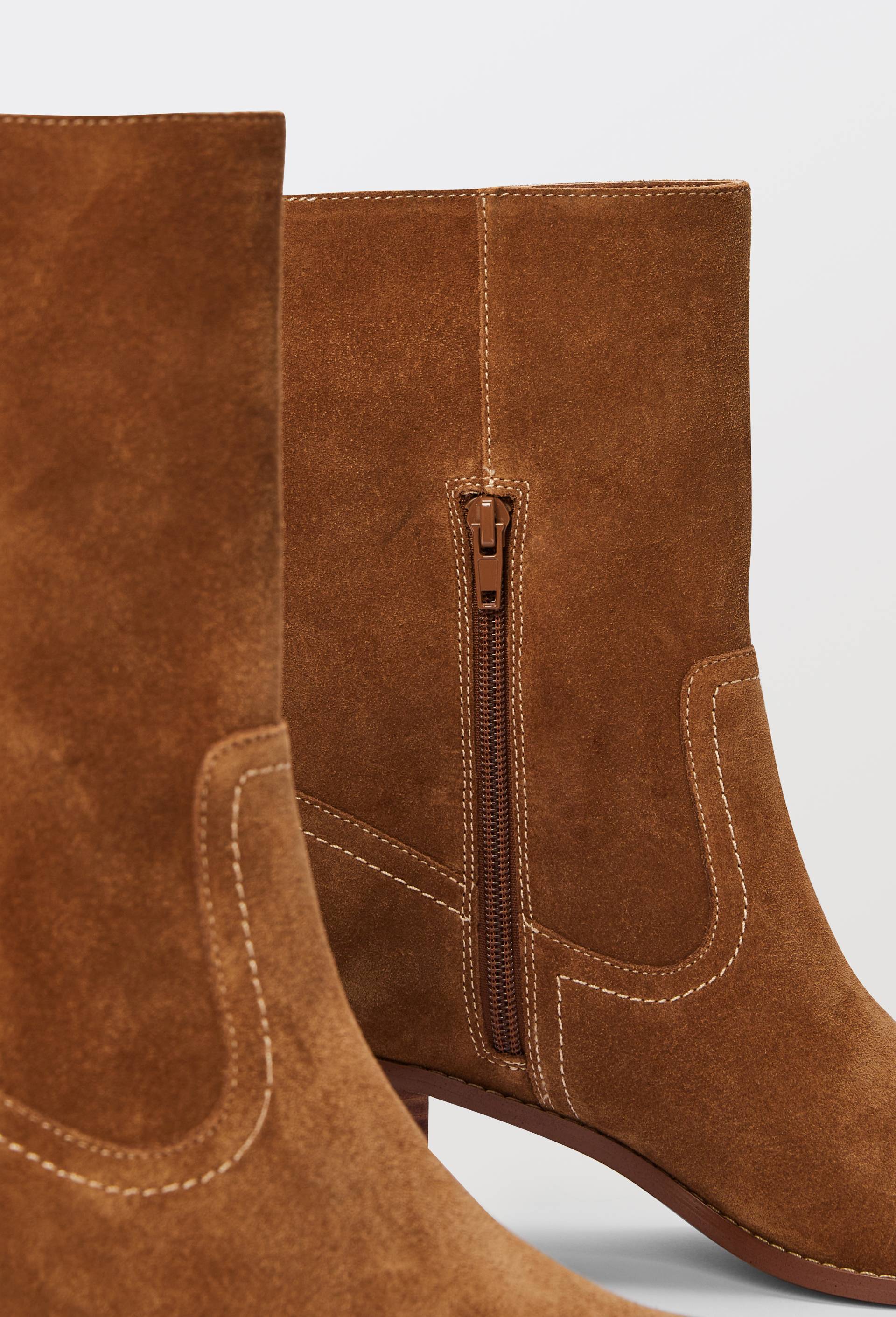 Bottines &agrave; talon en cuir, Beige, large image number 2.0