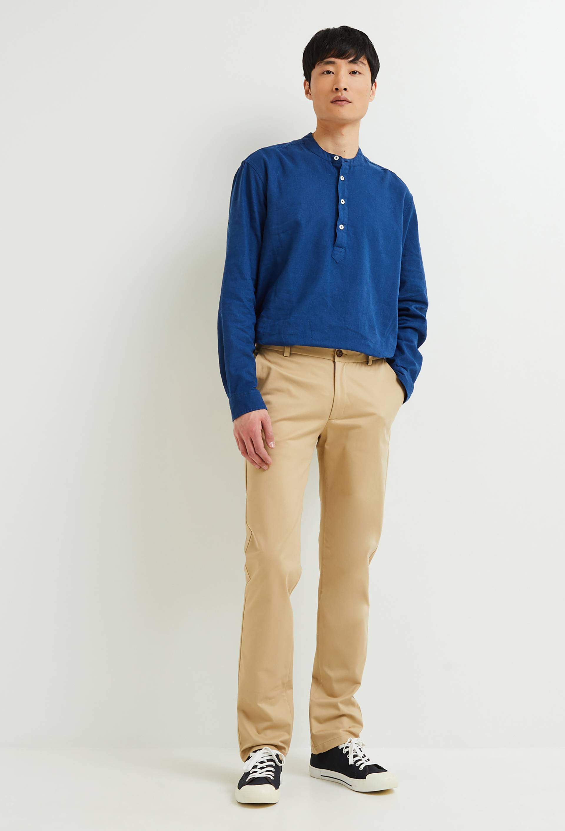 Pantalon chino straight en coton, Beige, large image number 0.0