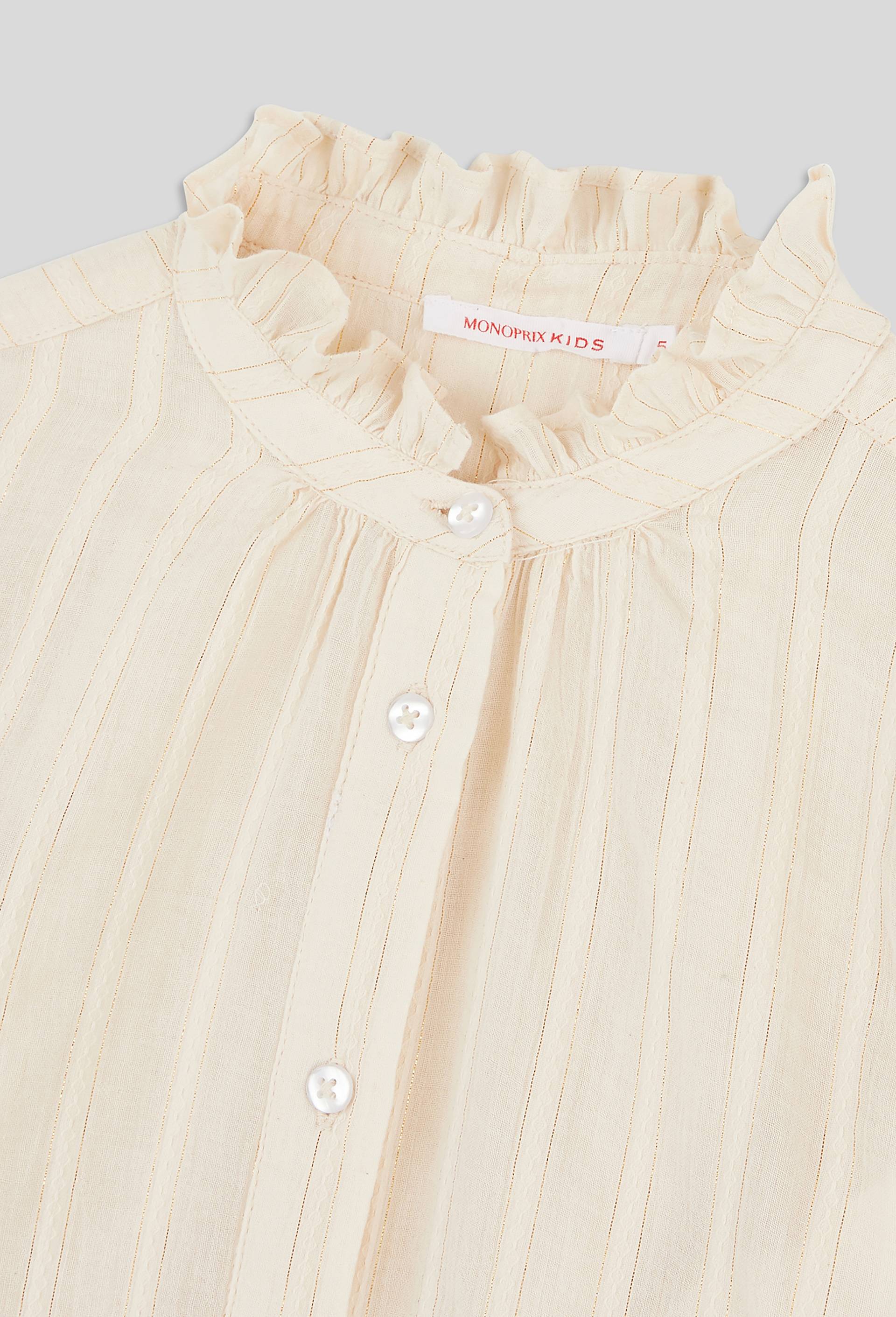 Chemise à col et volants sur épaules, certifié OEKO-TEX, Ecru, large image number 2