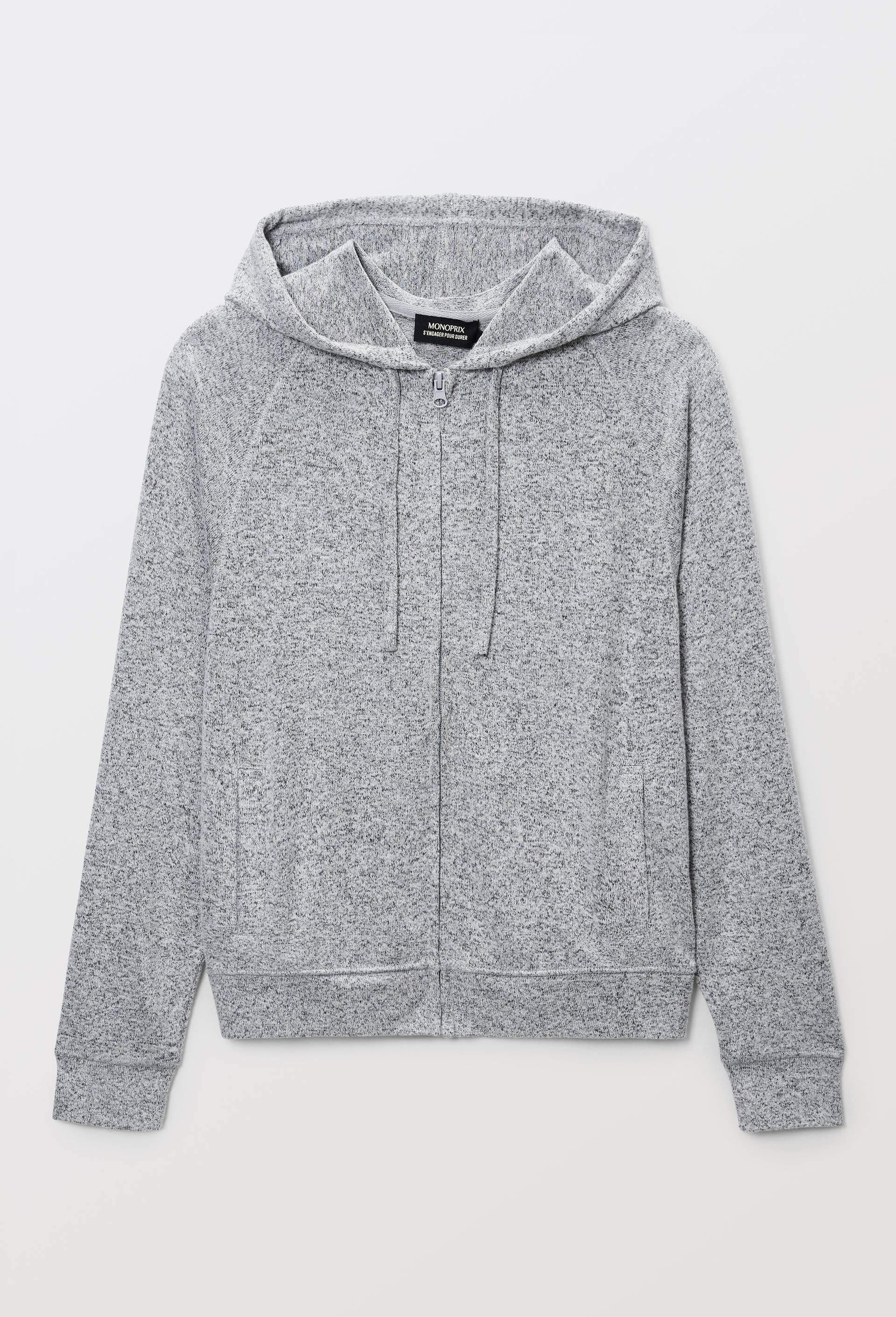 Sweat zipp&eacute; &agrave; capuche doux et l&eacute;ger, Gris, large image number 2
