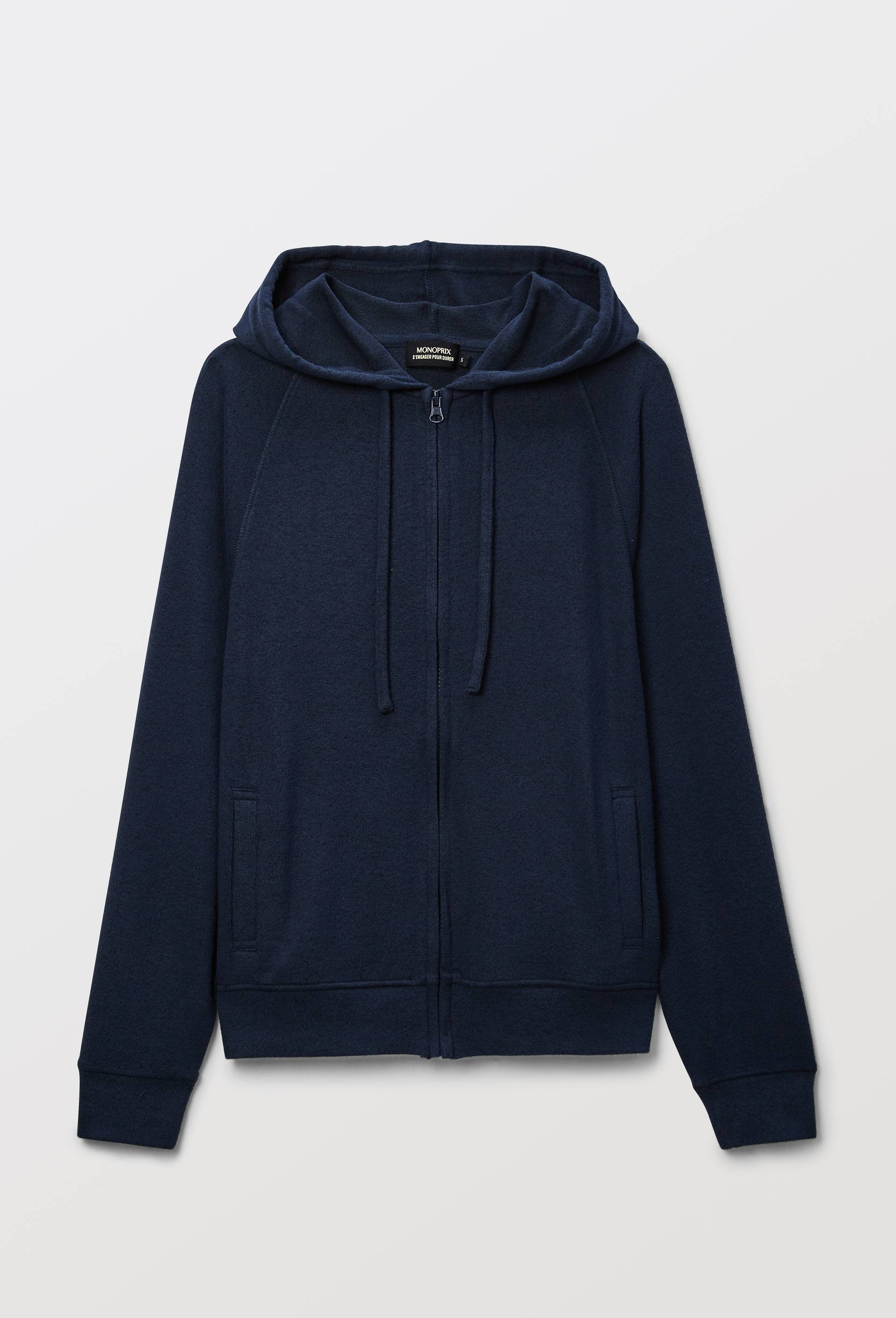 Sweat zipp&eacute; &agrave; capuche doux et l&eacute;ger, Bleu fonc&eacute;, large image number 3
